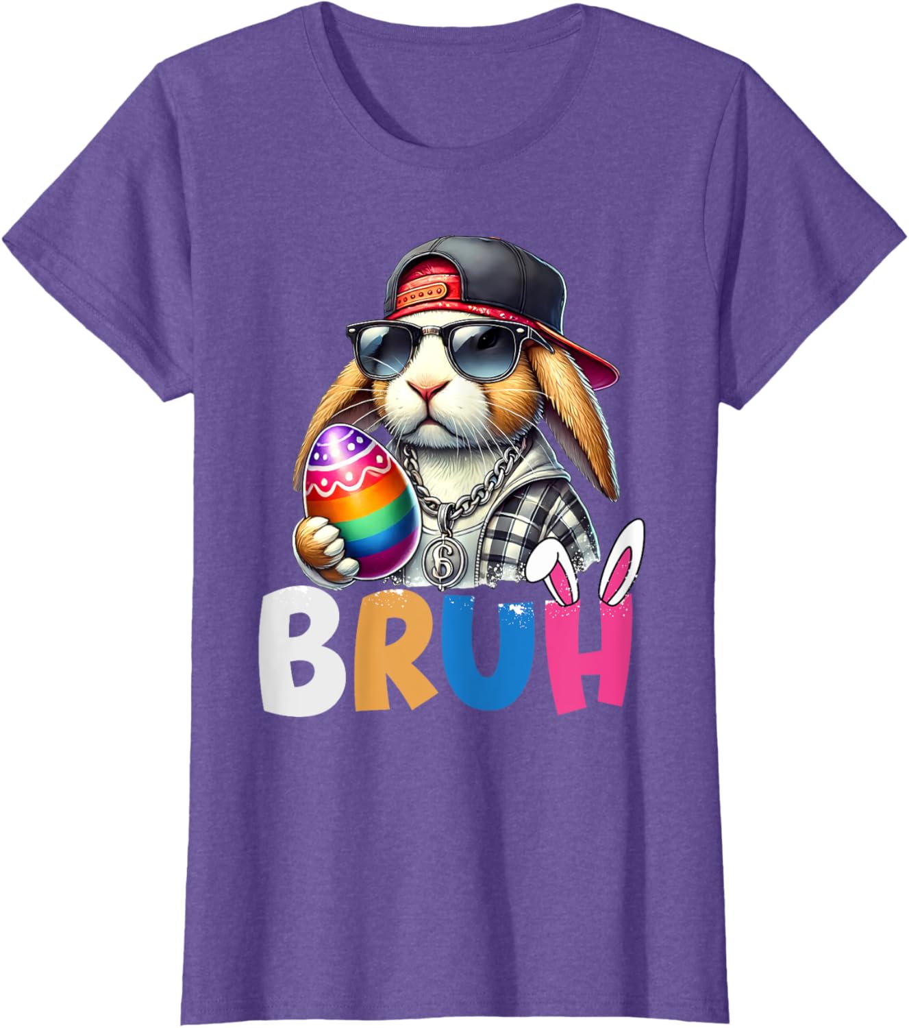 Bunny Rabbit Easter Happy Easter Bruh Teens Boys Kids T-Shirt