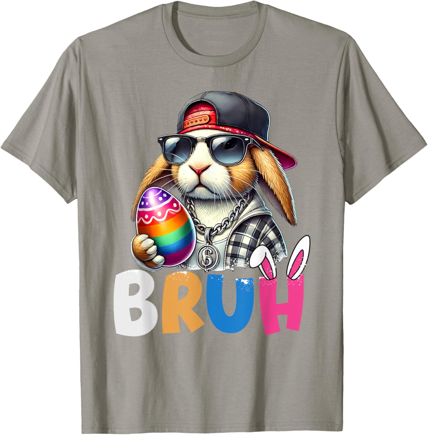 Bunny Rabbit Easter Happy Easter Bruh Teens Boys Kids T-Shirt