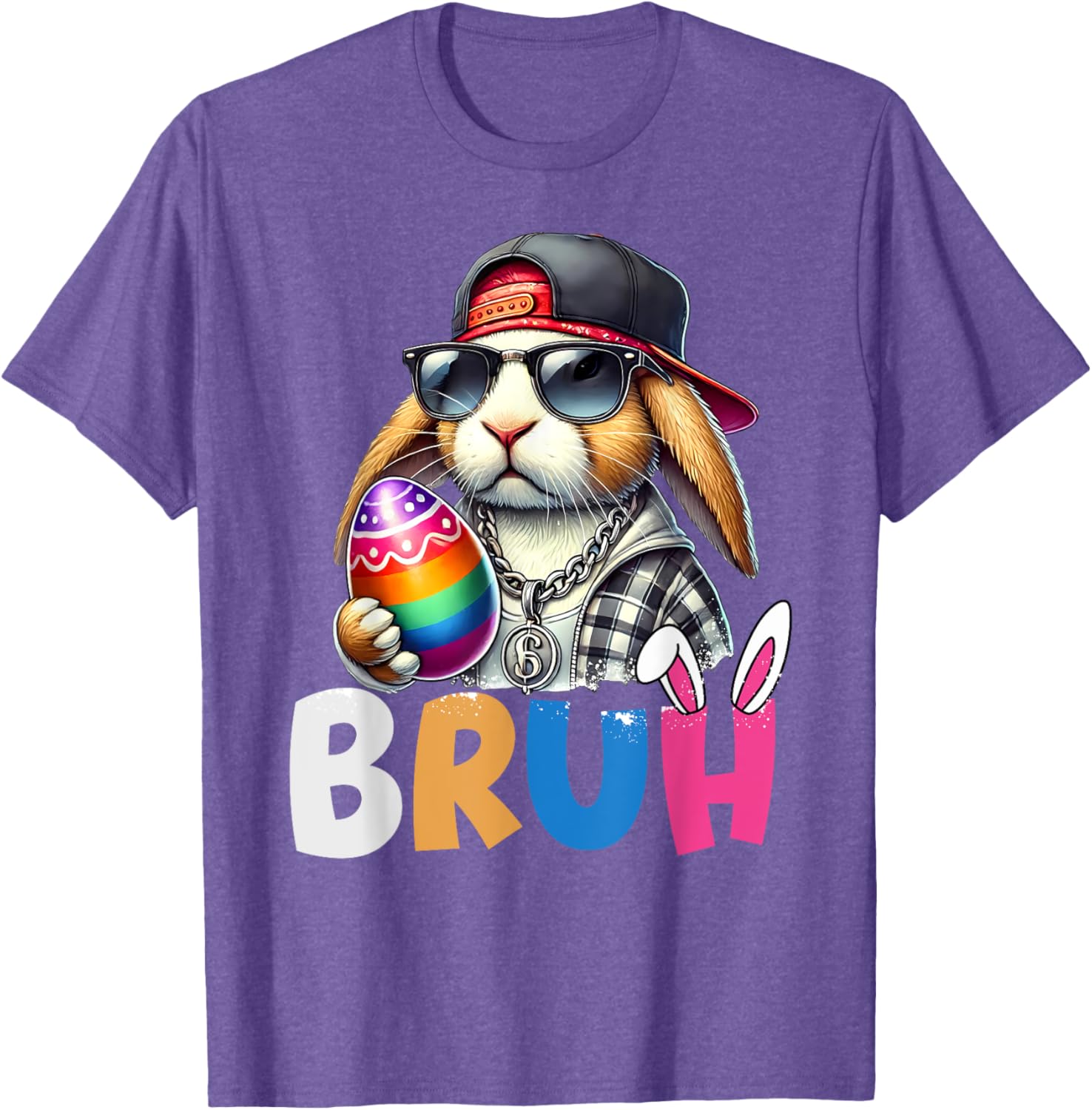 Bunny Rabbit Easter Happy Easter Bruh Teens Boys Kids T-Shirt