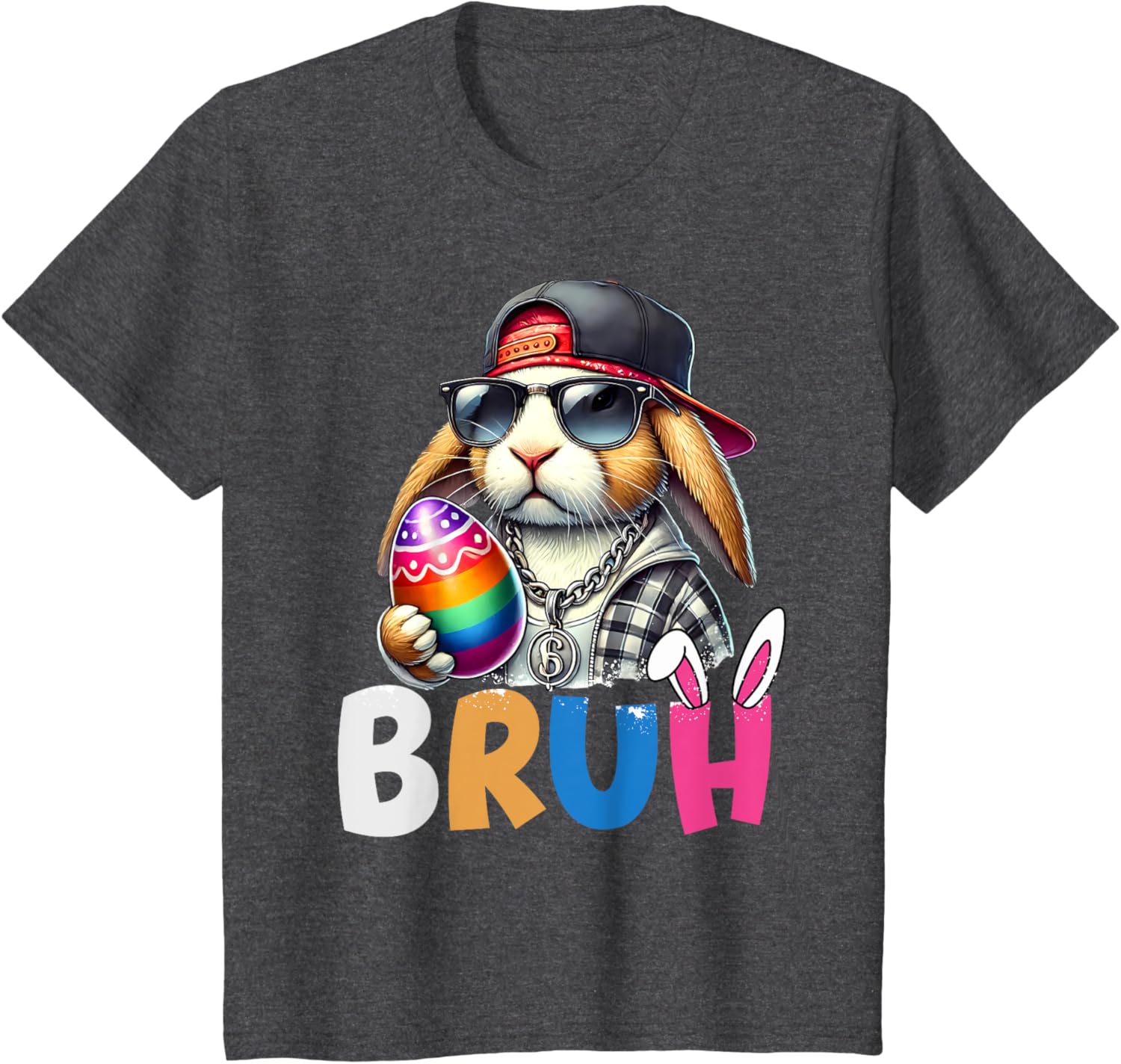 Bunny Rabbit Easter Happy Easter Bruh Teens Boys Kids T-Shirt