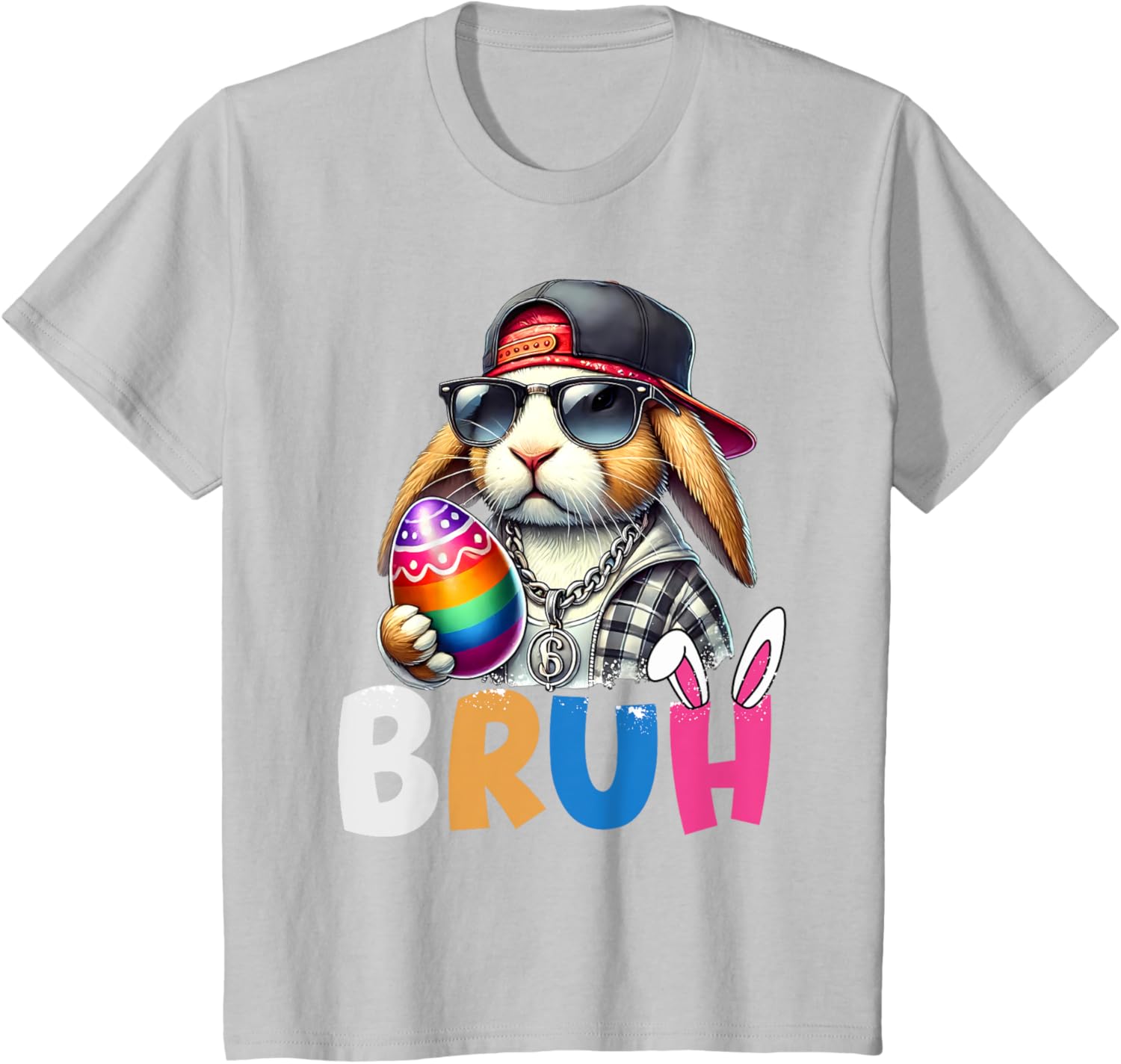 Bunny Rabbit Easter Happy Easter Bruh Teens Boys Kids T-Shirt