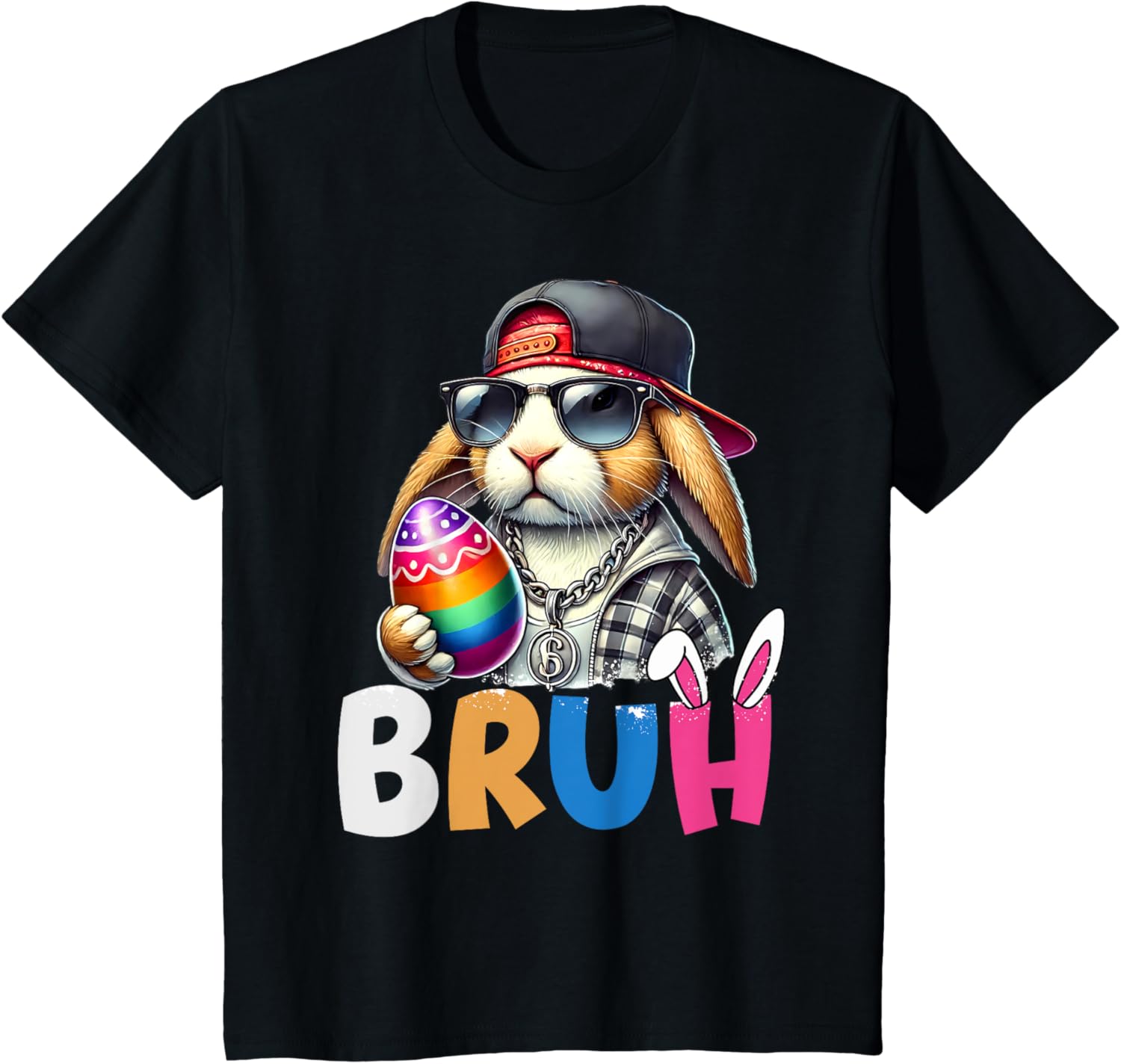 Bunny Rabbit Easter Happy Easter Bruh Teens Boys Kids T-Shirt