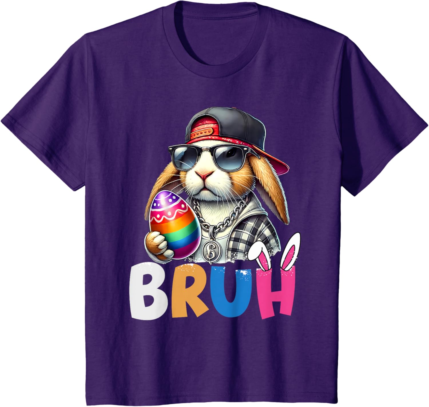 Bunny Rabbit Easter Happy Easter Bruh Teens Boys Kids T-Shirt