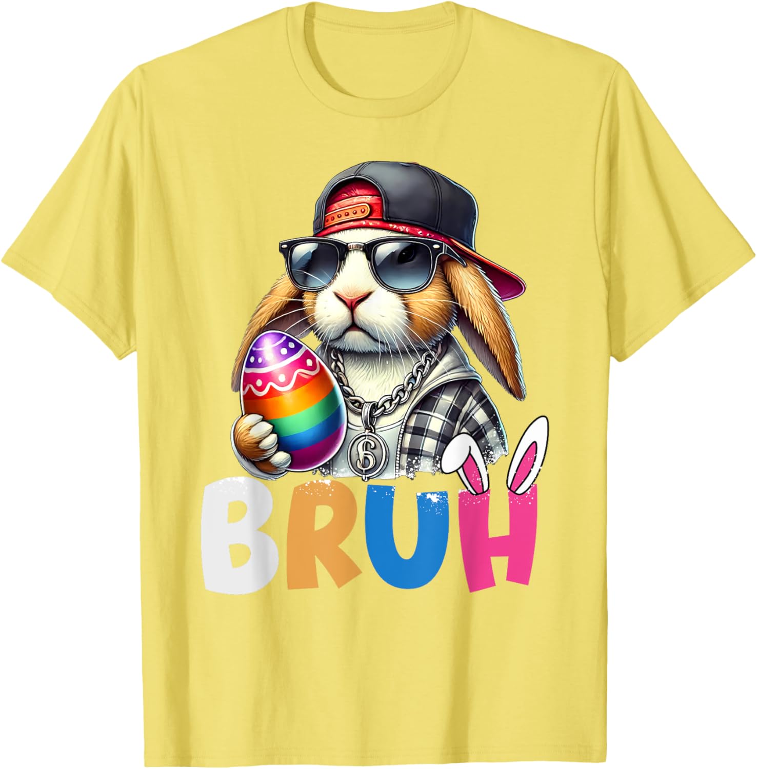 Bunny Rabbit Easter Happy Easter Bruh Teens Boys Kids T-Shirt