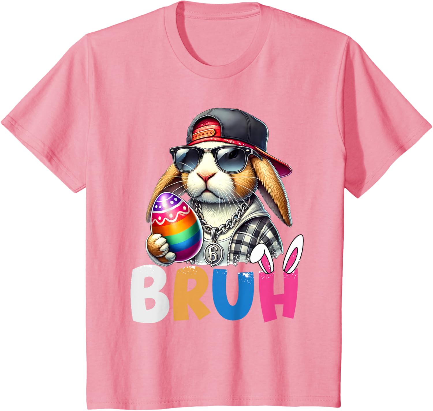 Bunny Rabbit Easter Happy Easter Bruh Teens Boys Kids T-Shirt