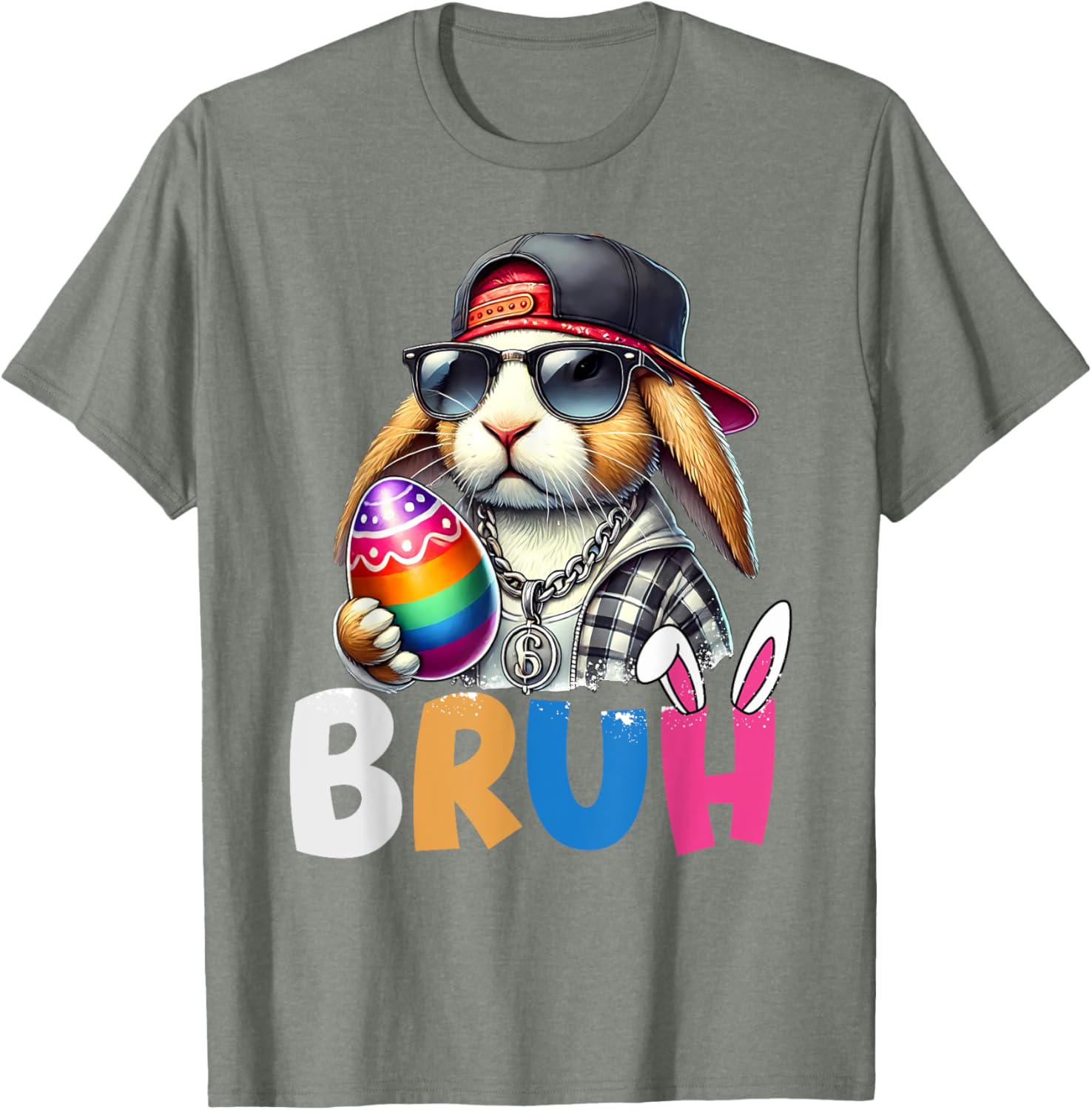 Bunny Rabbit Easter Happy Easter Bruh Teens Boys Kids T-Shirt