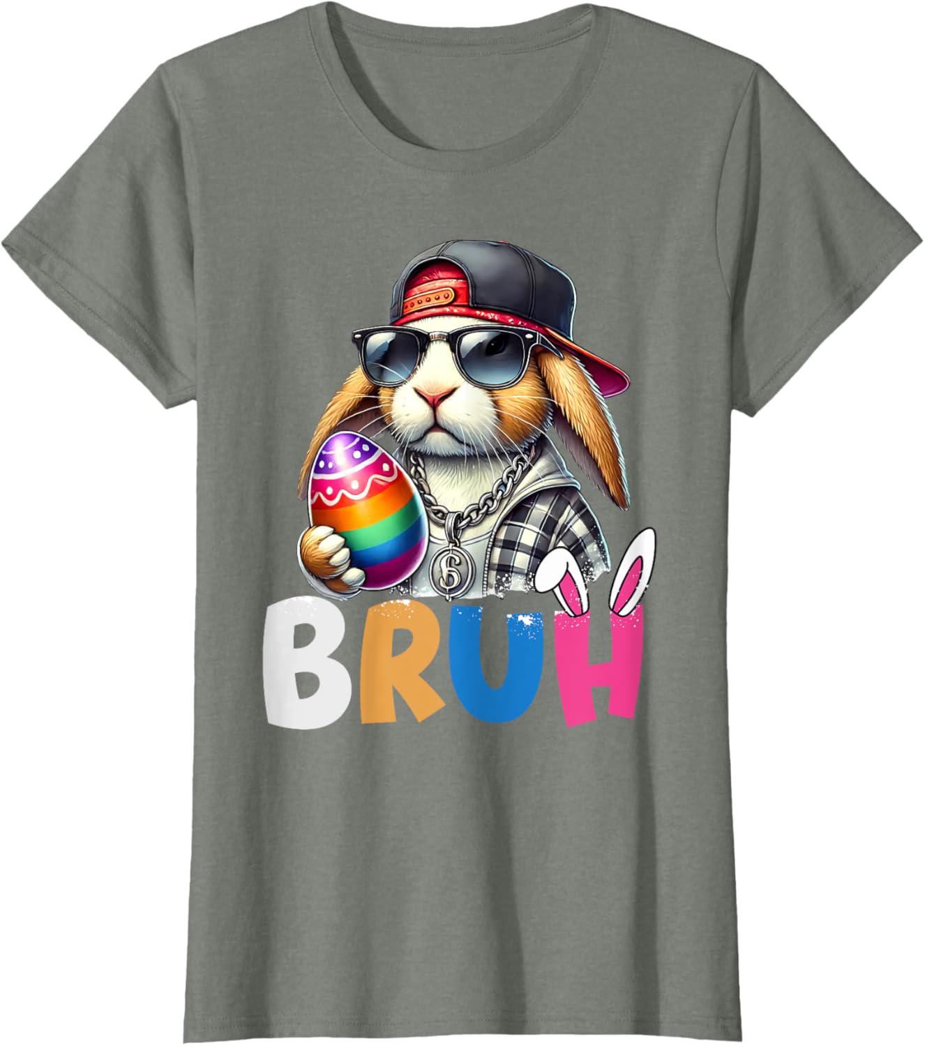 Bunny Rabbit Easter Happy Easter Bruh Teens Boys Kids T-Shirt