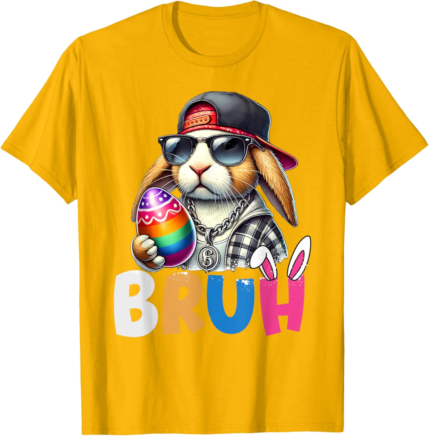 Bunny Rabbit Easter Happy Easter Bruh Teens Boys Kids T-Shirt