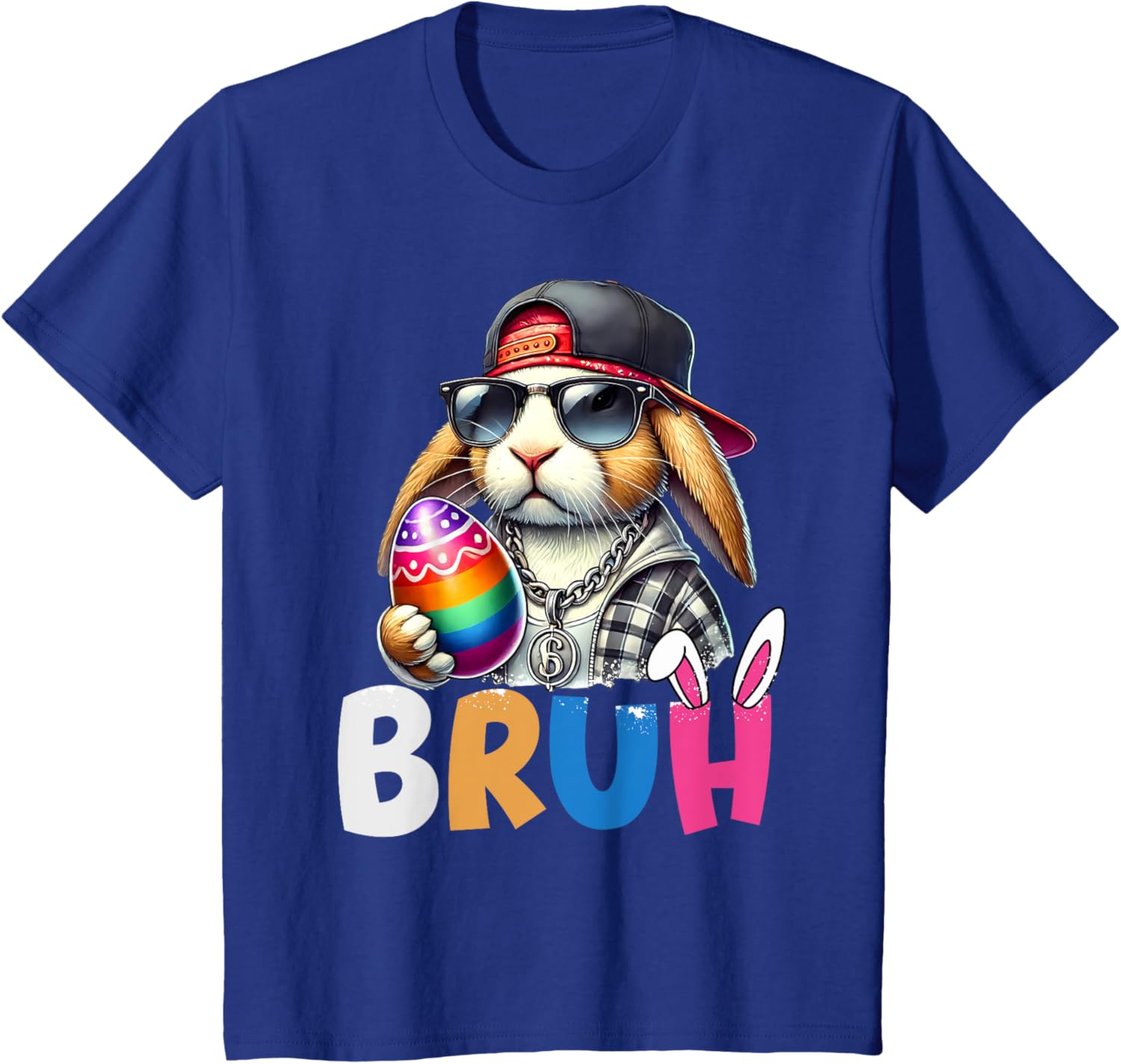 Bunny Rabbit Easter Happy Easter Bruh Teens Boys Kids T-Shirt