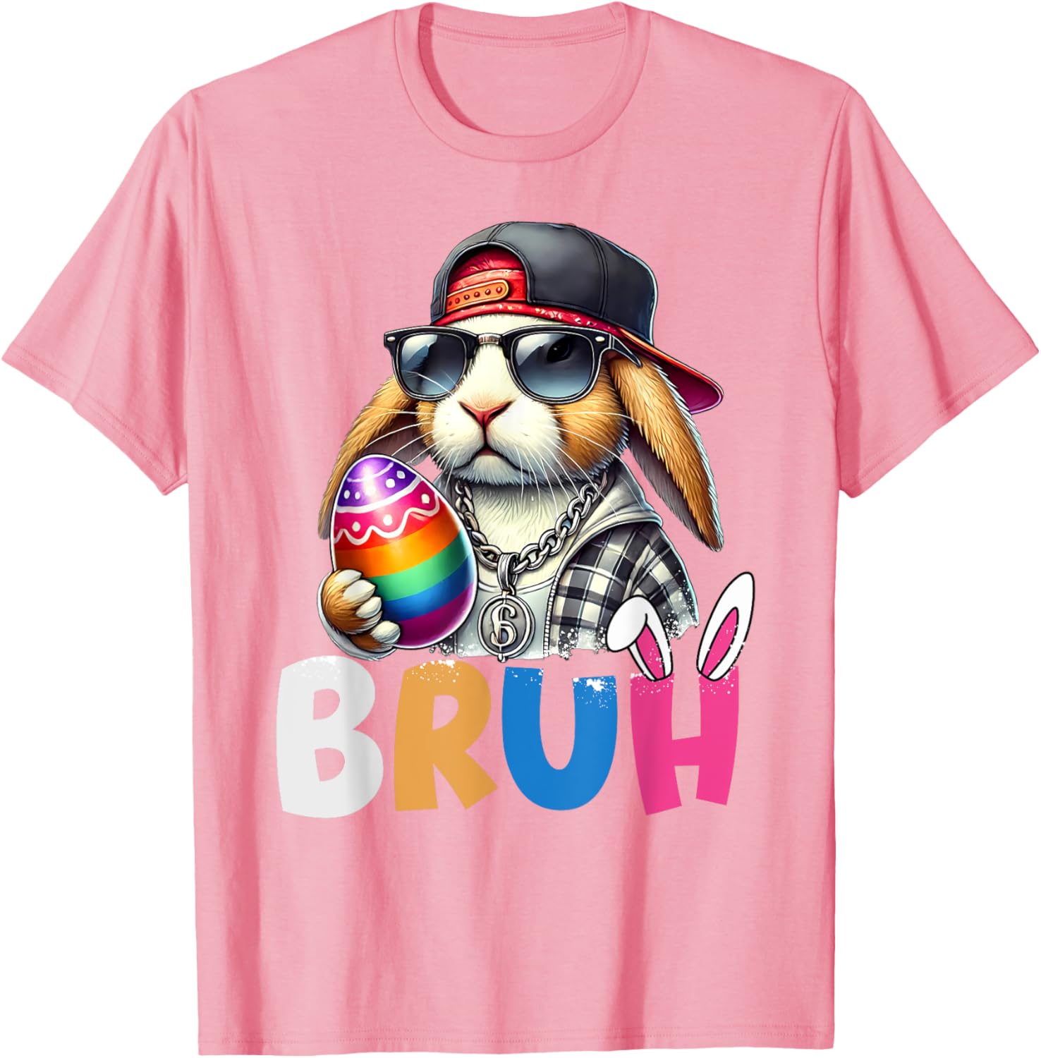 Bunny Rabbit Easter Happy Easter Bruh Teens Boys Kids T-Shirt