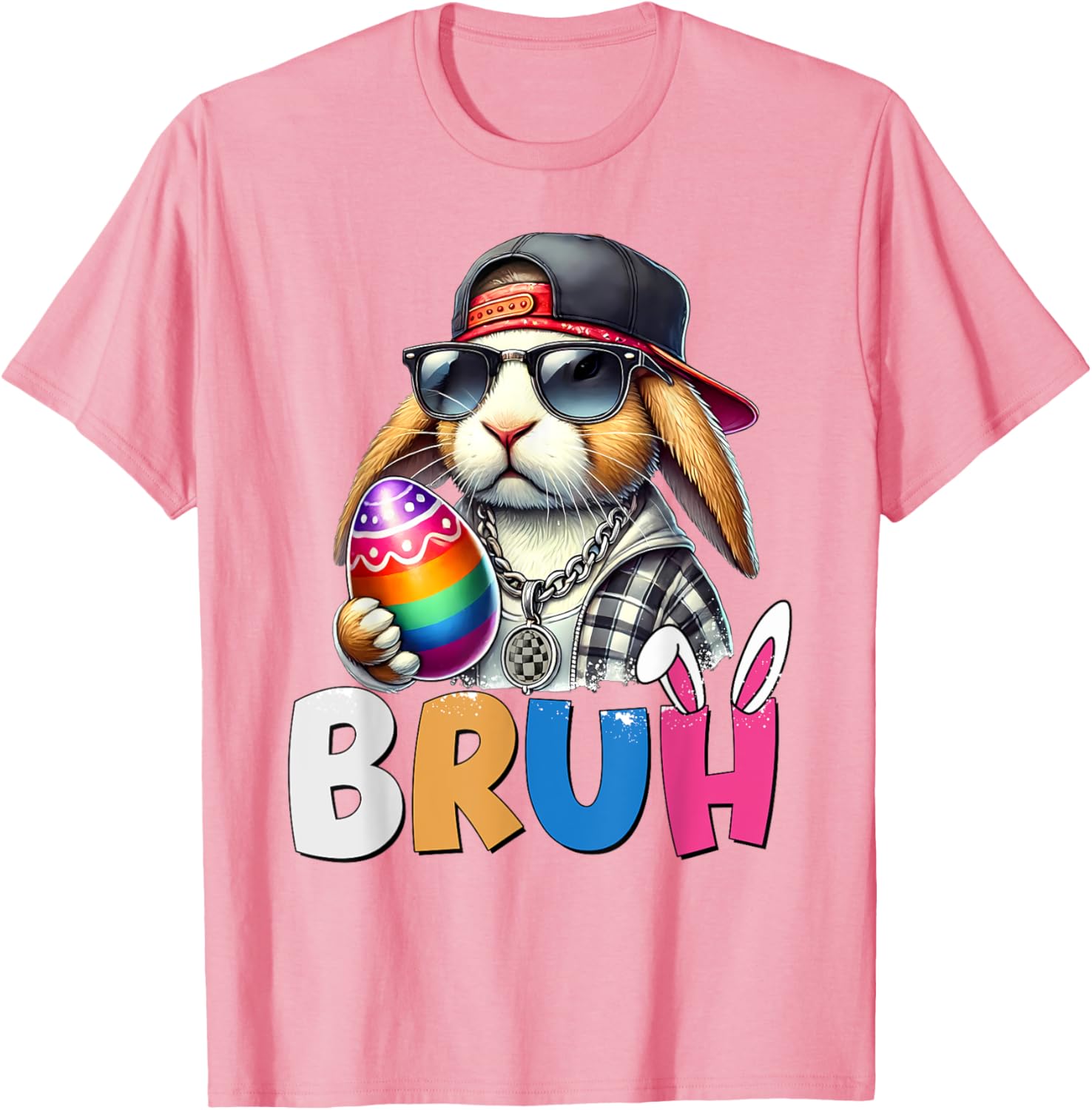 Bunny Rabbit Easter Happy Easter Bruh Teens Boys Kids T-Shirt