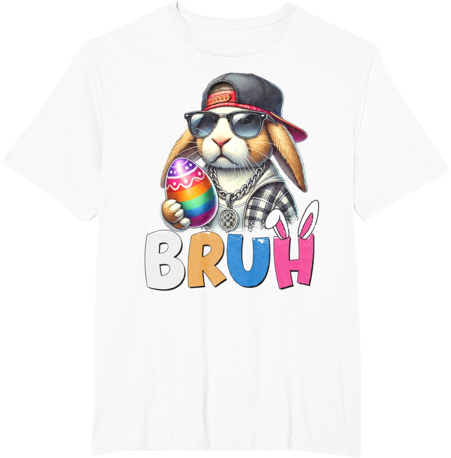 Bunny Rabbit Easter Happy Easter Bruh Teens Boys Kids T-Shirt