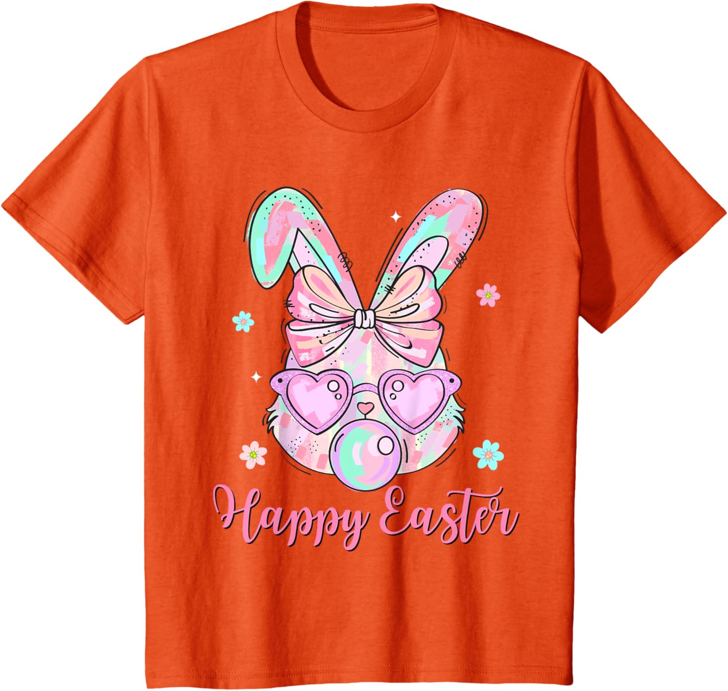 Bunny Rabbit Face Coquette Bow Easter Day Bubblegum Kid Girl T-Shirt