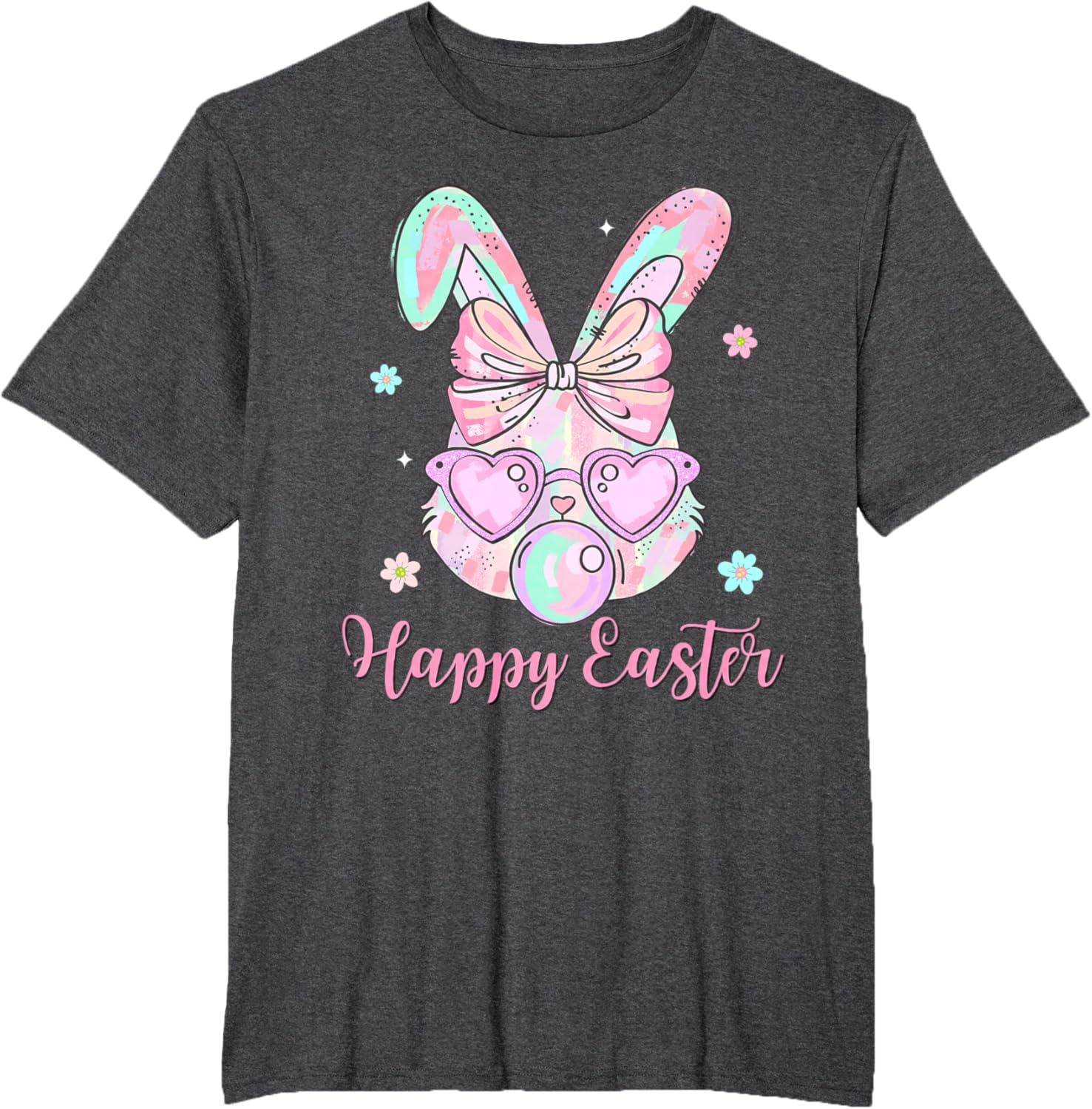 Bunny Rabbit Face Coquette Bow Easter Day Bubblegum Kid Girl T-Shirt