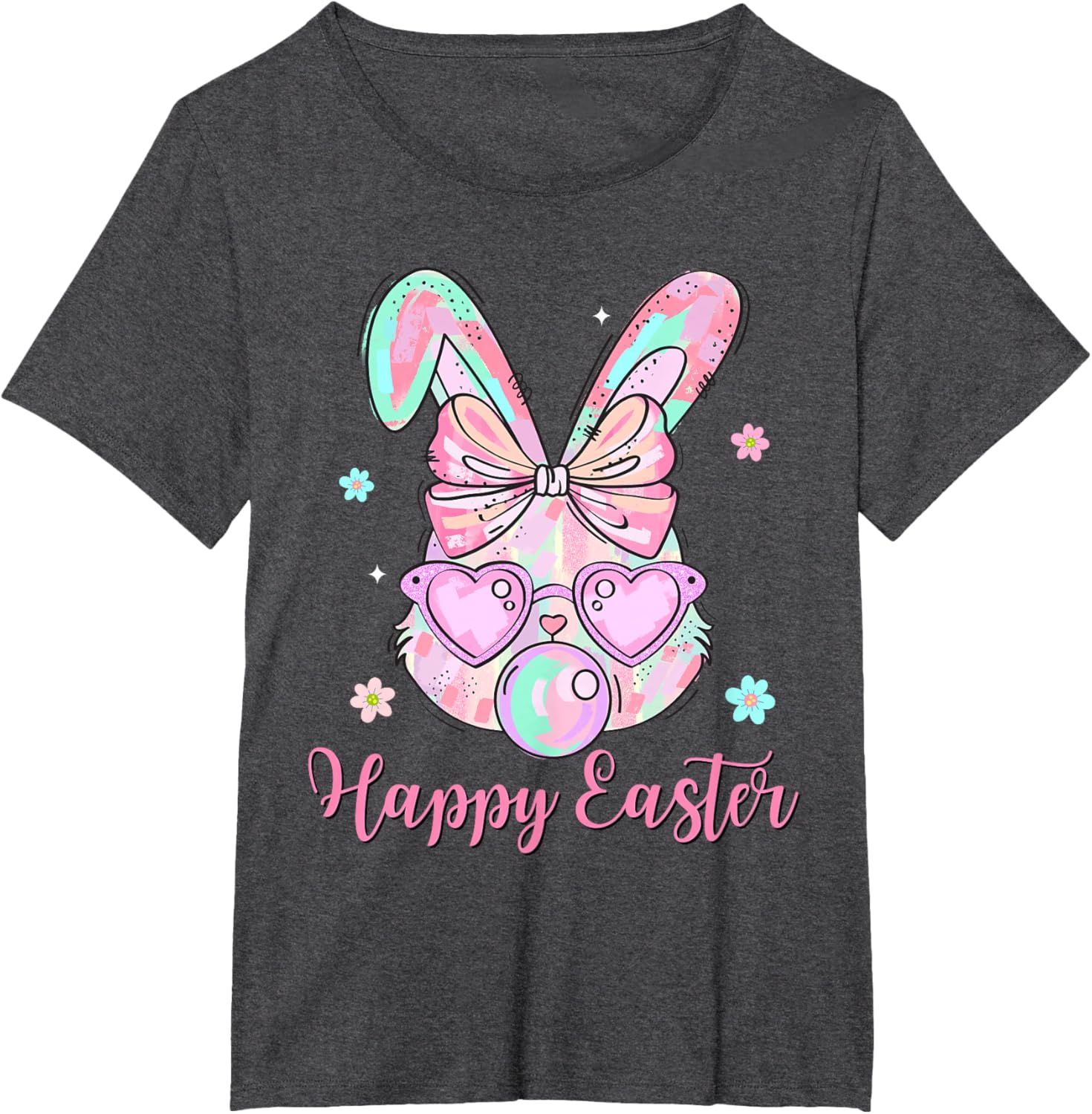 Bunny Rabbit Face Coquette Bow Easter Day Bubblegum Kid Girl T-Shirt