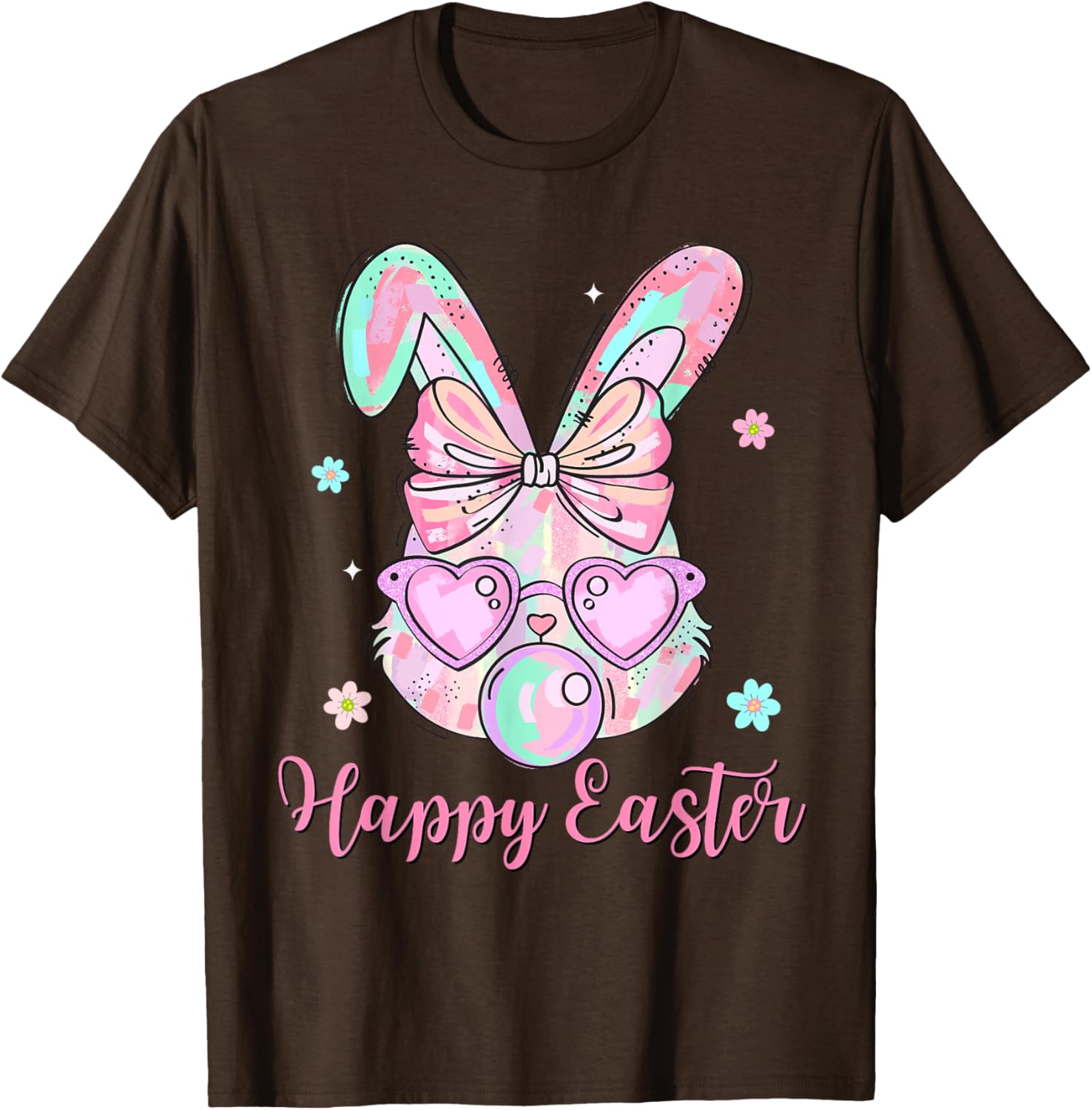 Bunny Rabbit Face Coquette Bow Easter Day Bubblegum Kid Girl T-Shirt