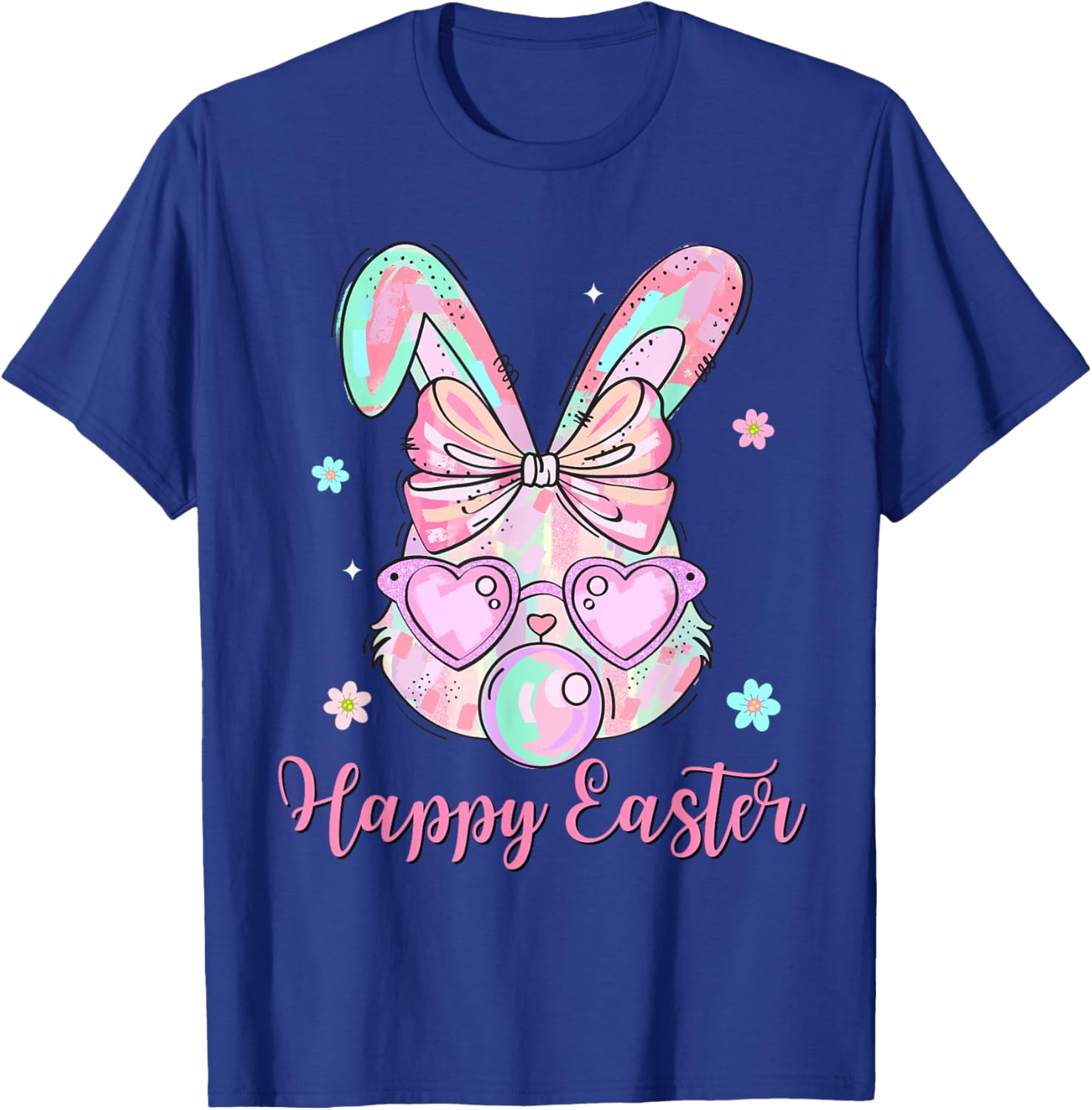 Bunny Rabbit Face Coquette Bow Easter Day Bubblegum Kid Girl T-Shirt