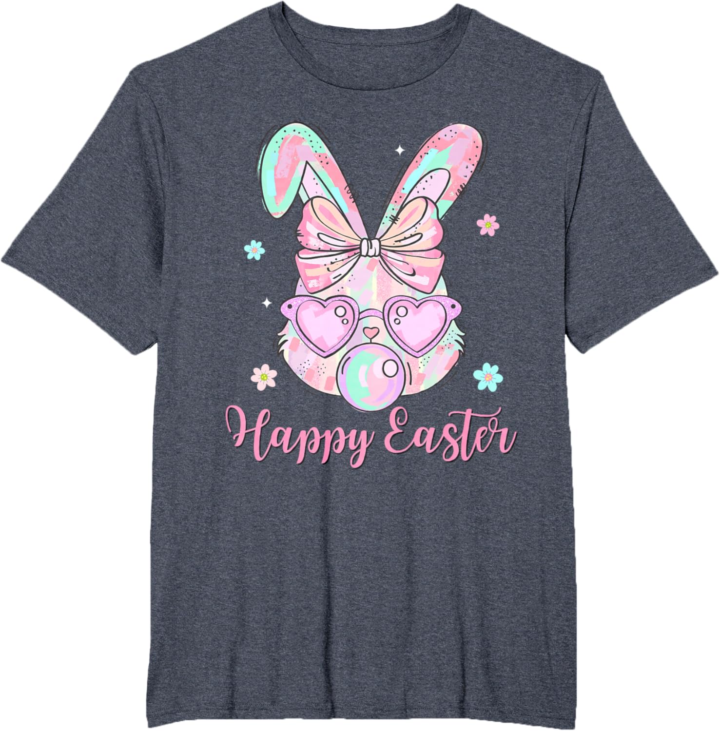 Bunny Rabbit Face Coquette Bow Easter Day Bubblegum Kid Girl T-Shirt