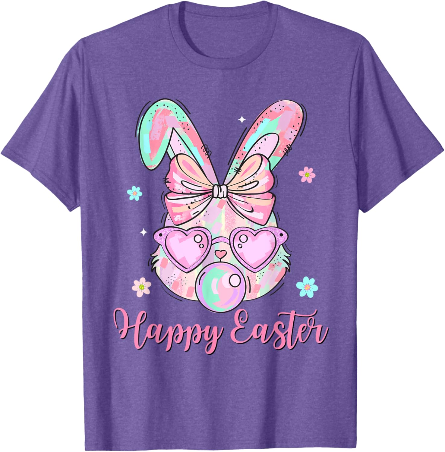 Bunny Rabbit Face Coquette Bow Easter Day Bubblegum Kid Girl T-Shirt