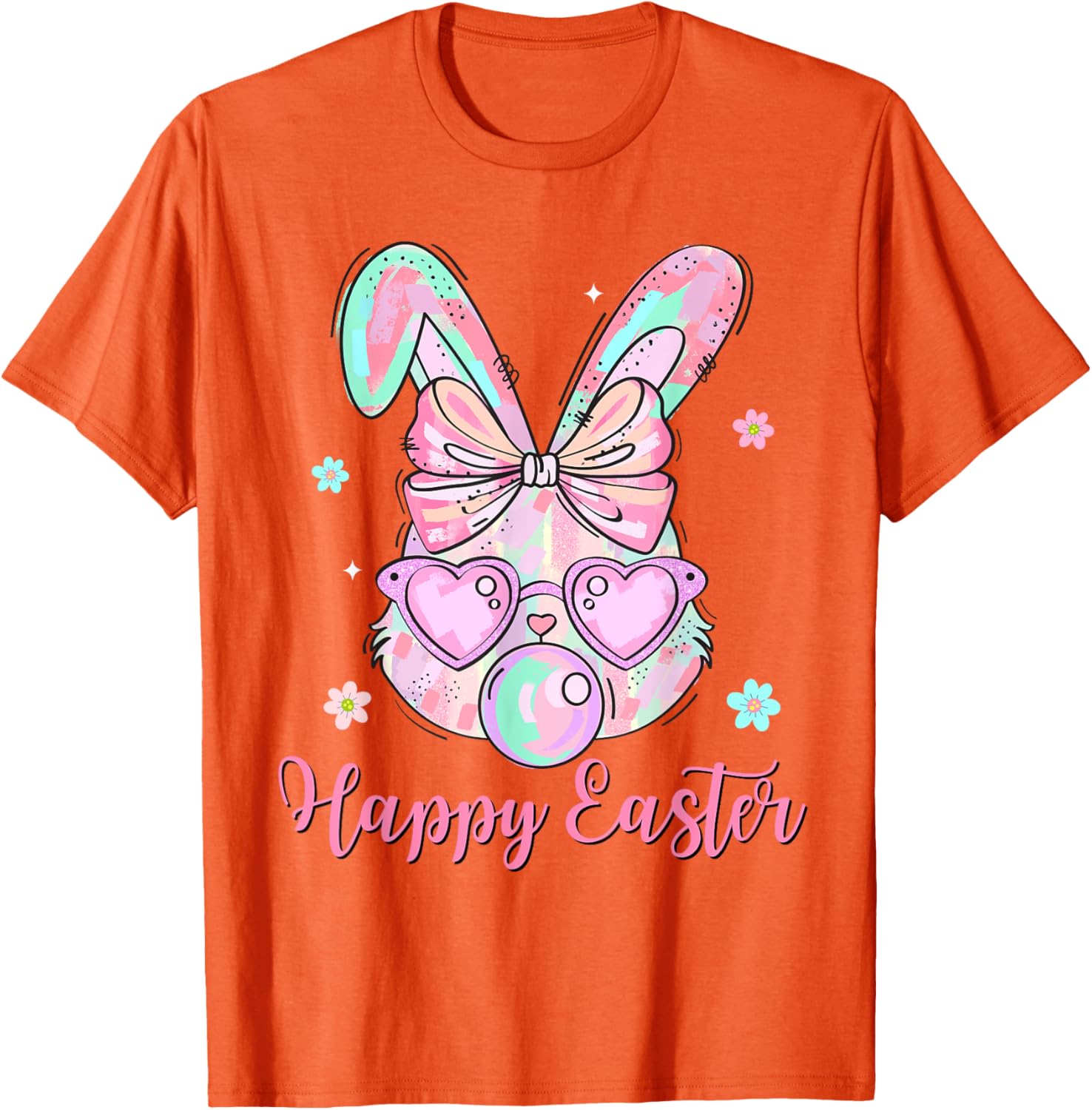 Bunny Rabbit Face Coquette Bow Easter Day Bubblegum Kid Girl T-Shirt