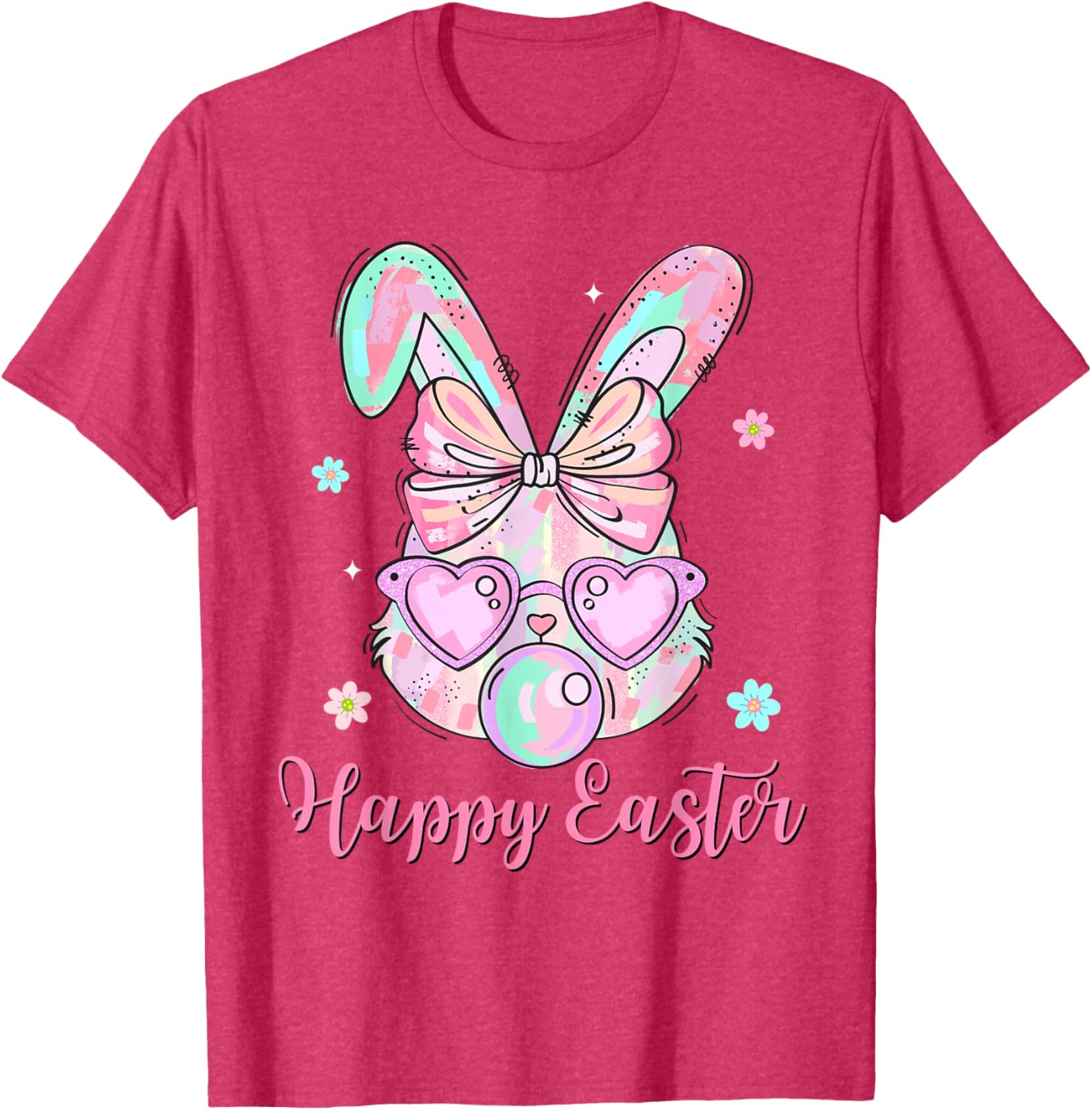 Bunny Rabbit Face Coquette Bow Easter Day Bubblegum Kid Girl T-Shirt