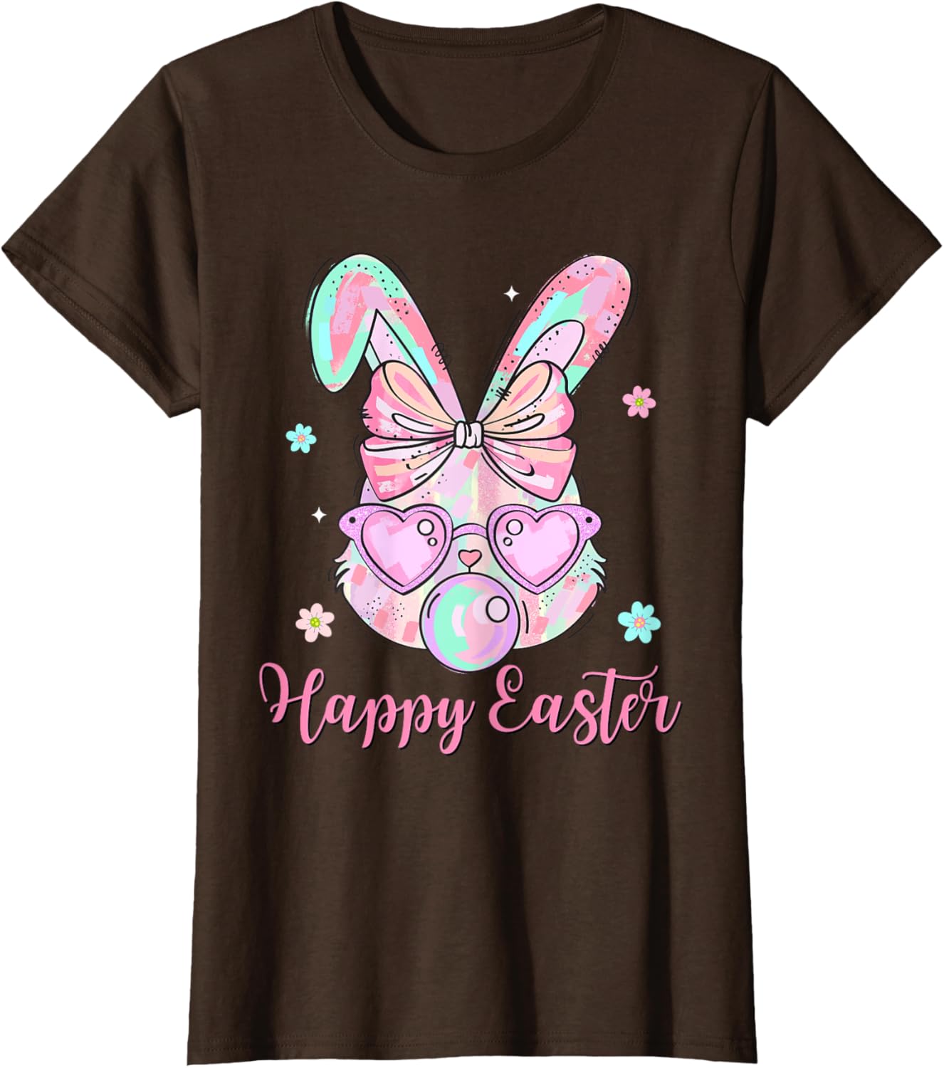 Bunny Rabbit Face Coquette Bow Easter Day Bubblegum Kid Girl T-Shirt