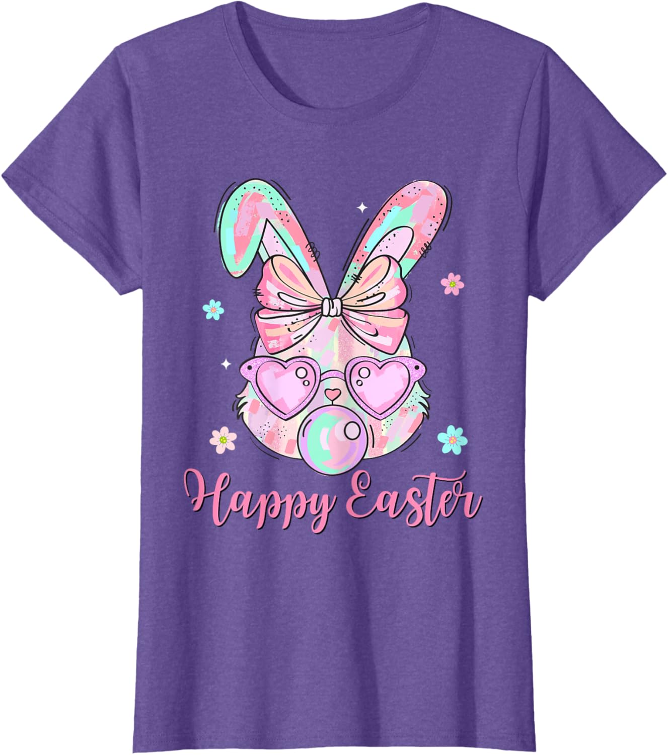 Bunny Rabbit Face Coquette Bow Easter Day Bubblegum Kid Girl T-Shirt