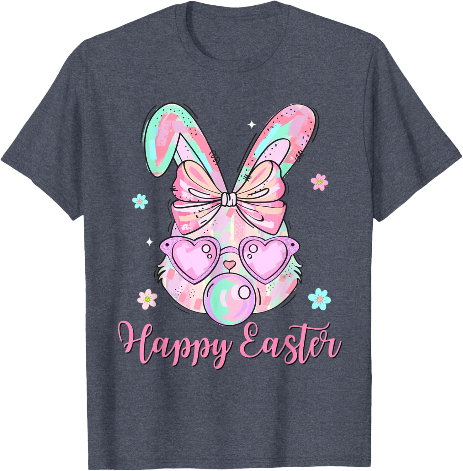 Bunny Rabbit Face Coquette Bow Easter Day Bubblegum Kid Girl T-Shirt