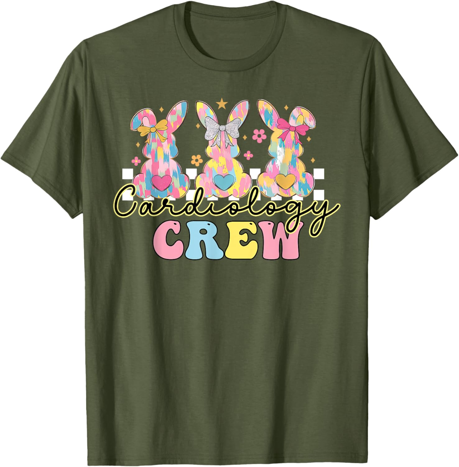 Cardiology Crew Nurse CVICU Cardiac Bunny Coquette Easter T-Shirt