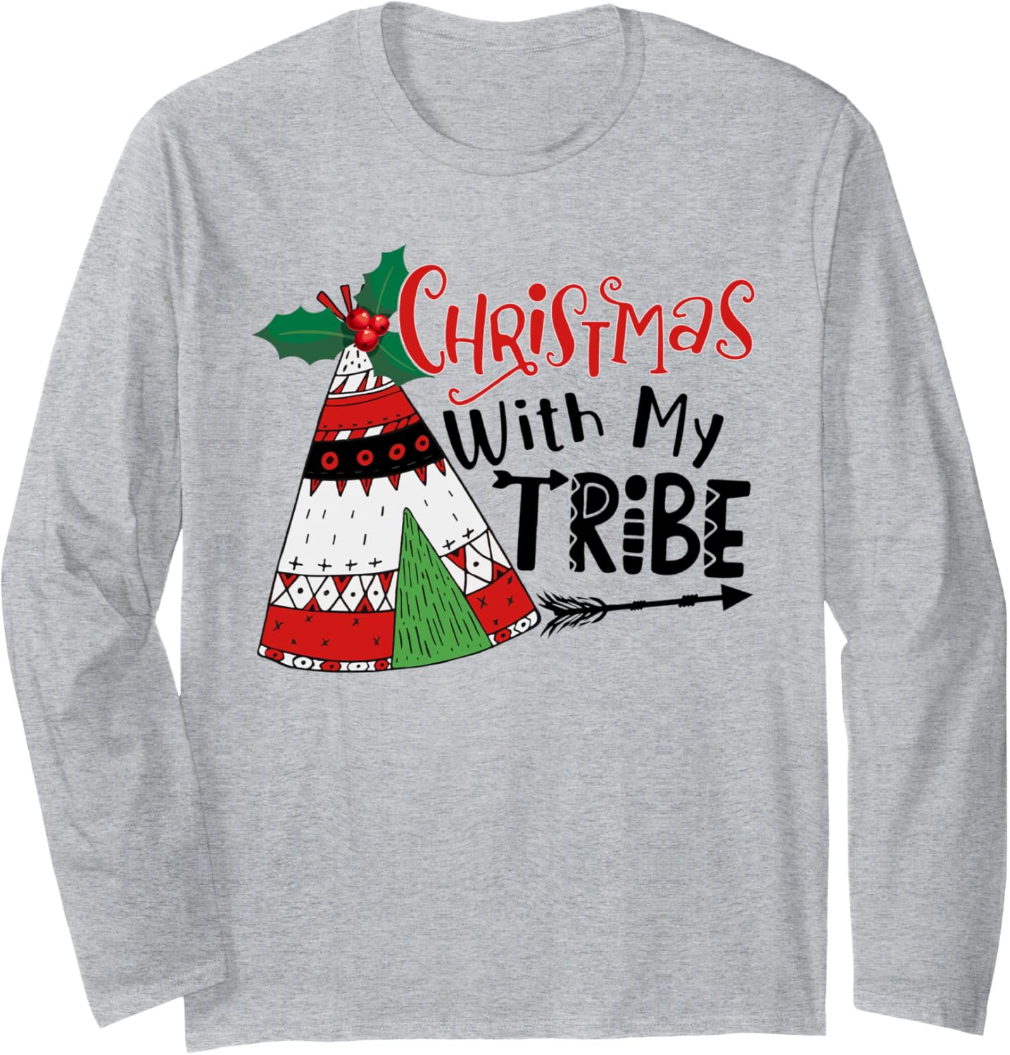 Christmas With My Tribe Buffalo Plaid Family Pajama Long Sleeve T-Shirt