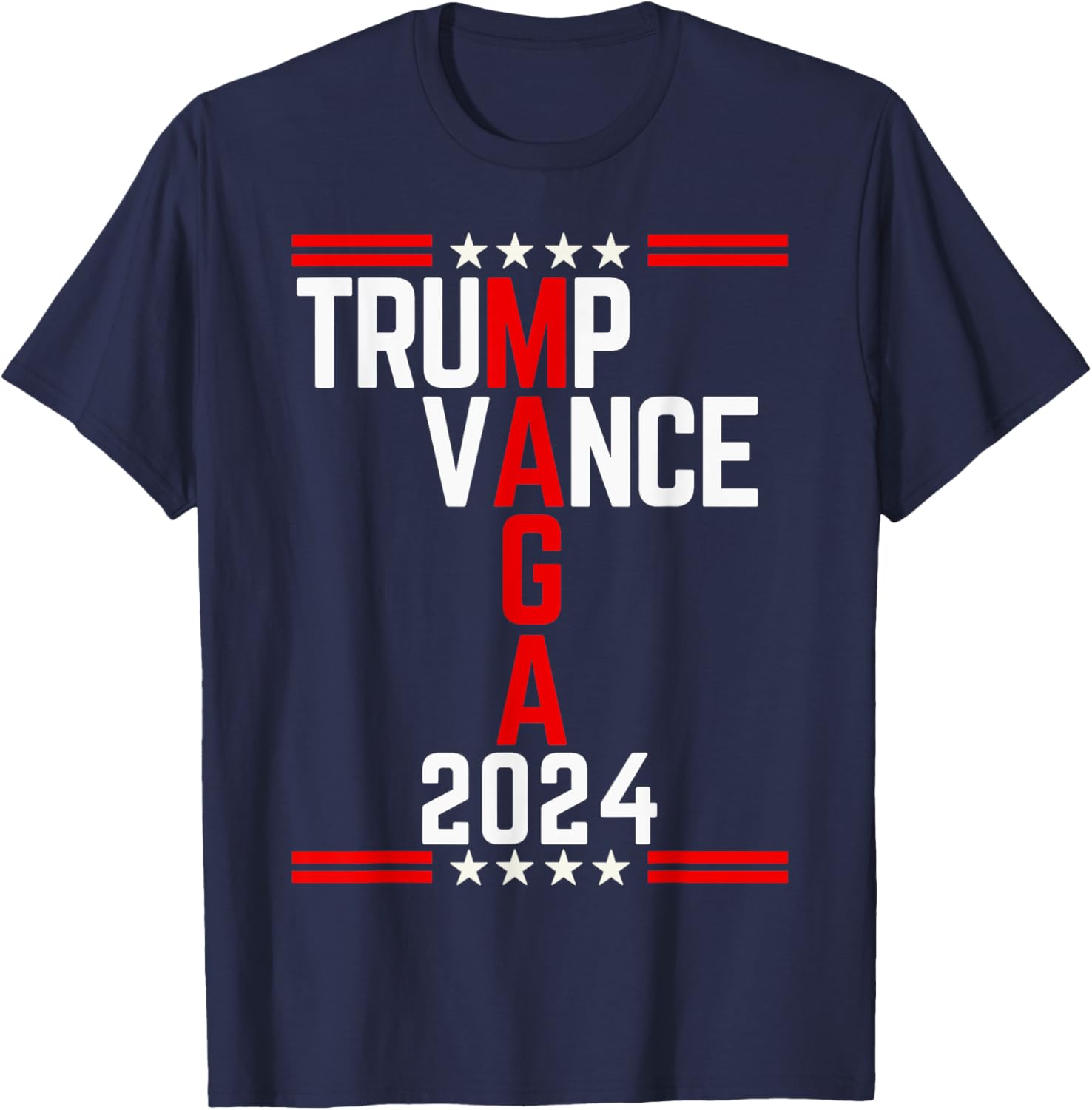 Classic Trump Vance 2024 Retro Stripe Trump JD Vance MAGA T-Shirt