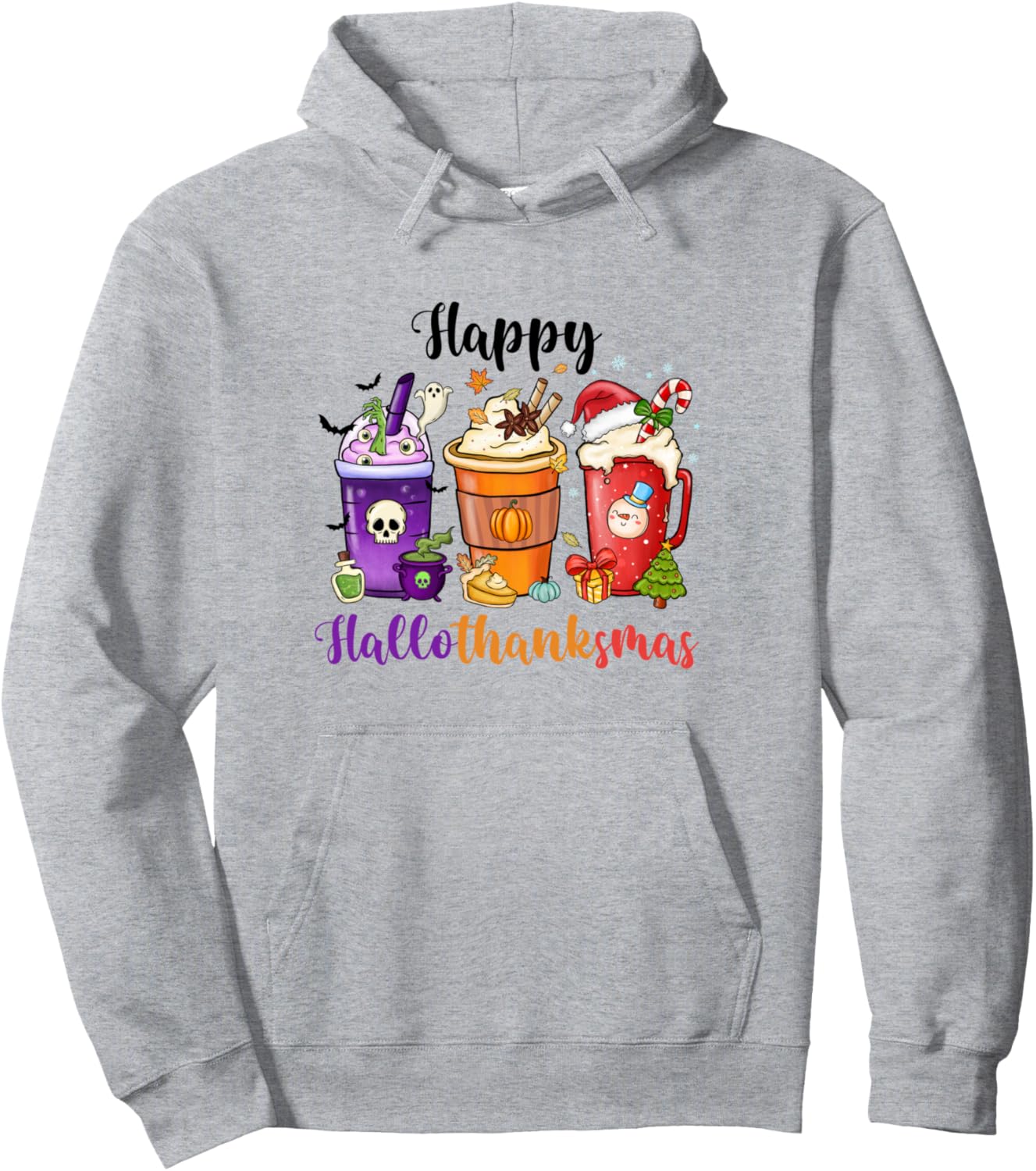 coffeemug Happy Hallothanksmas Halloween Thanksgiving Xmas Pullover Hoodie