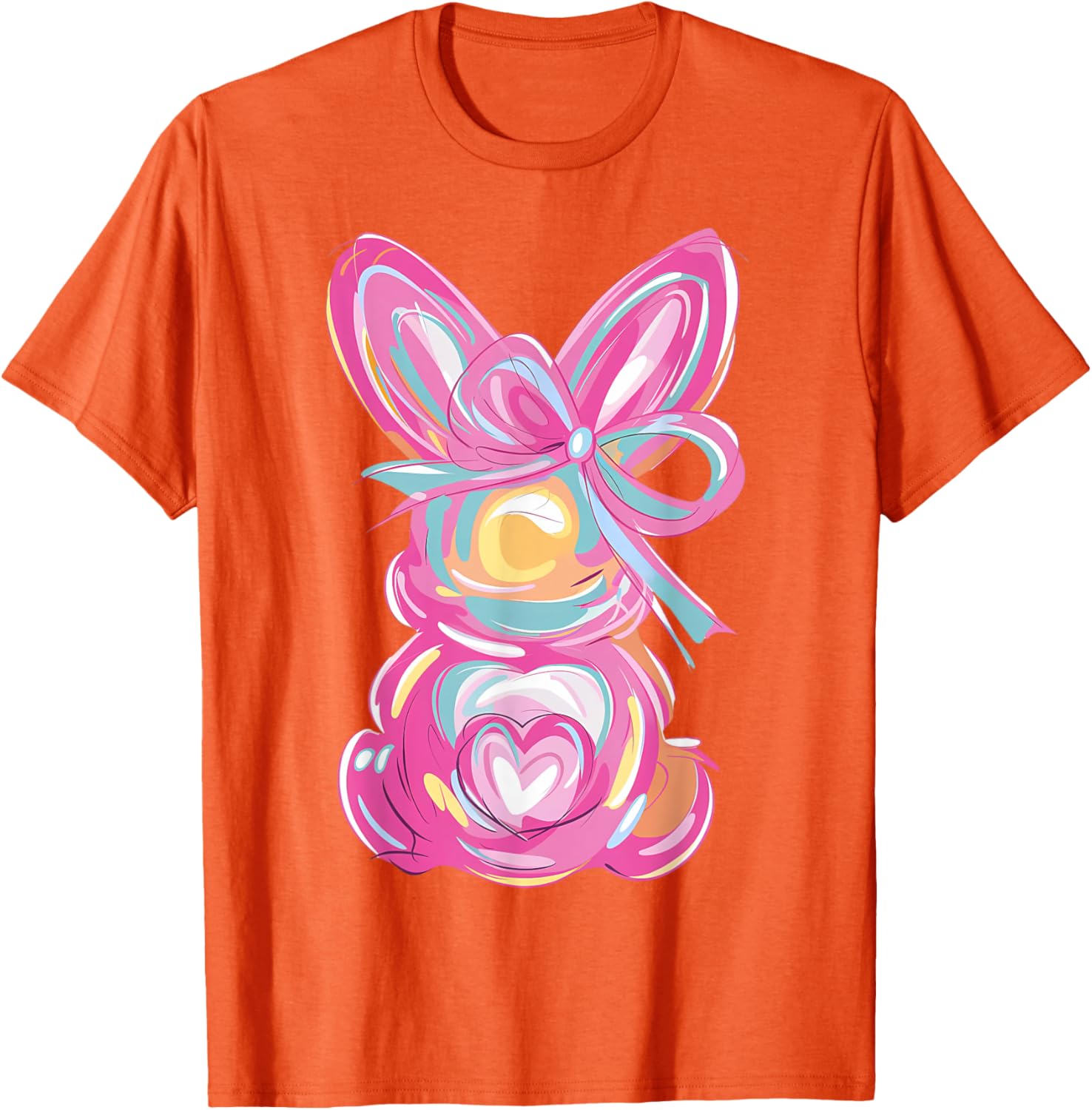 Colorful Bunny Easter Coquette Bow Pink Rabbit Easter Day T-Shirt