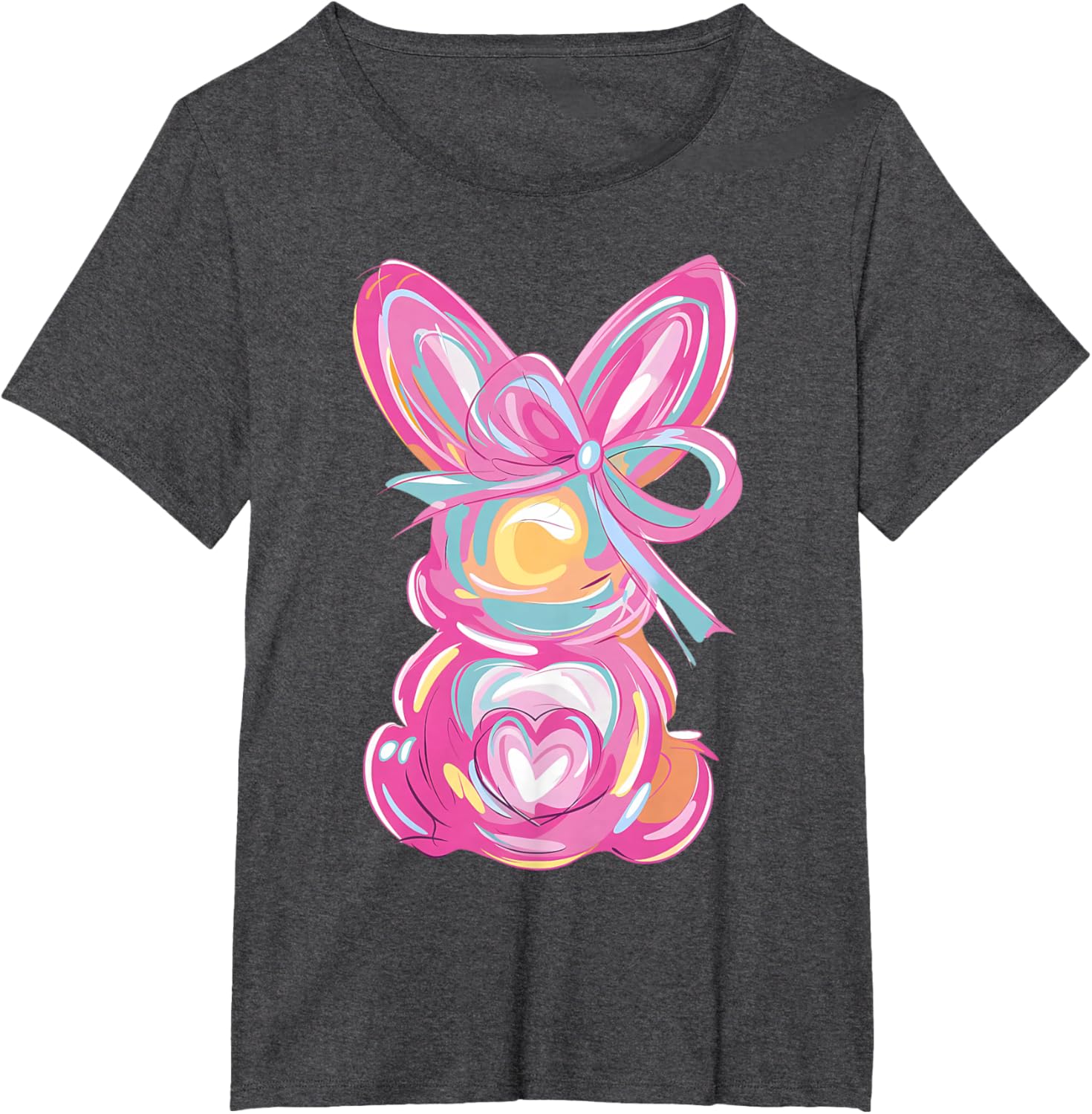 Colorful Bunny Easter Coquette Bow Pink Rabbit Easter Day T-Shirt