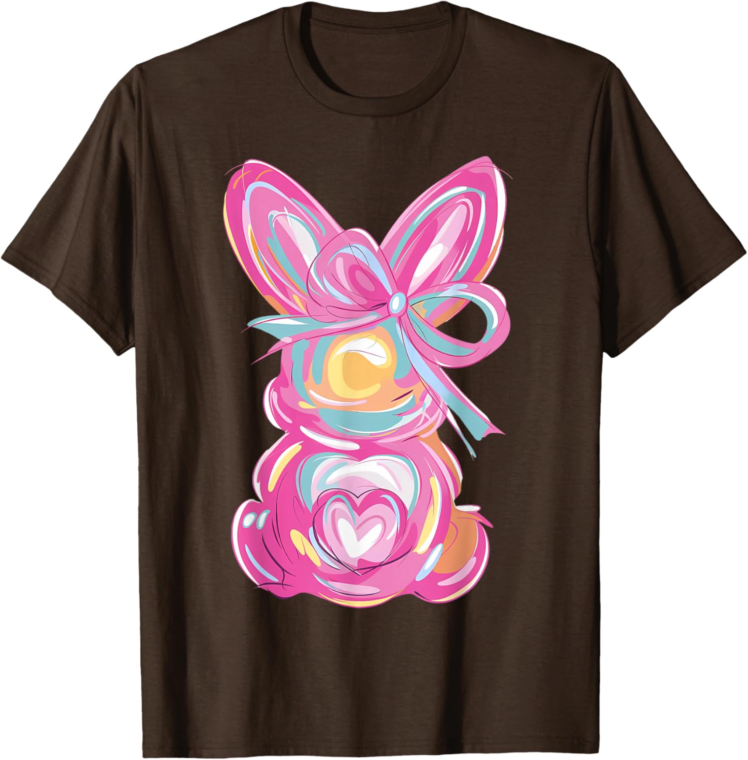 Colorful Bunny Easter Coquette Bow Pink Rabbit Easter Day T-Shirt