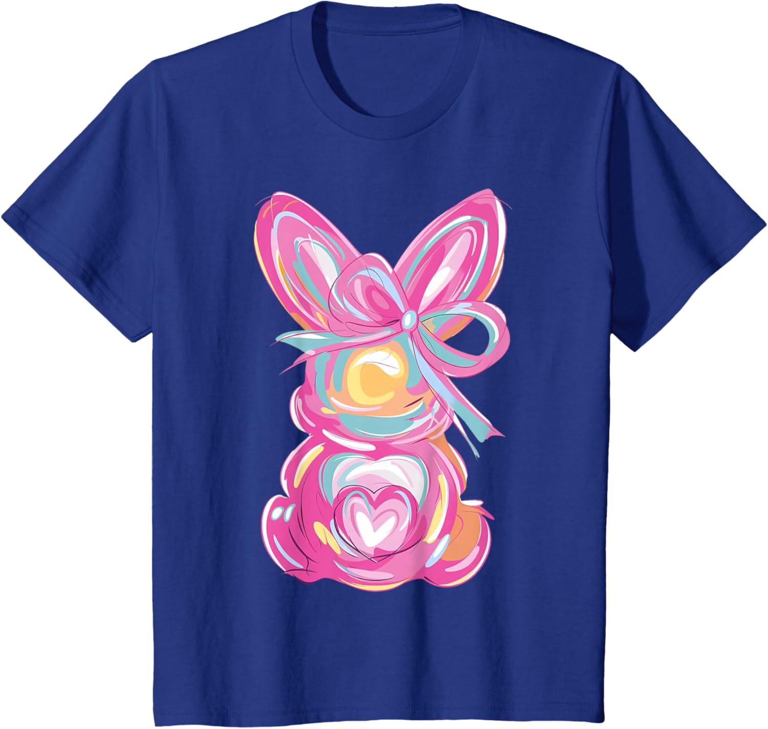 Colorful Bunny Easter Coquette Bow Pink Rabbit Easter Day T-Shirt