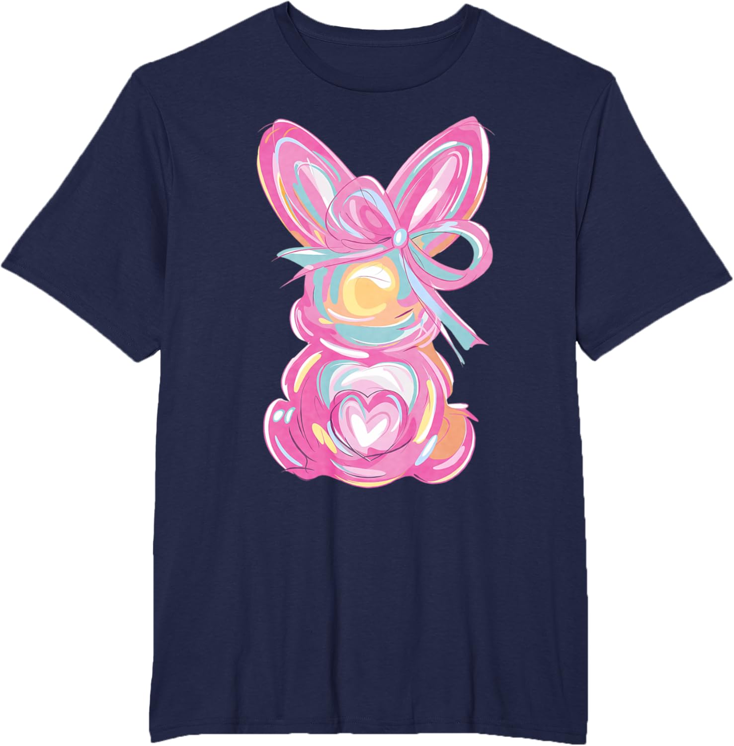 Colorful Bunny Easter Coquette Bow Pink Rabbit Easter Day T-Shirt