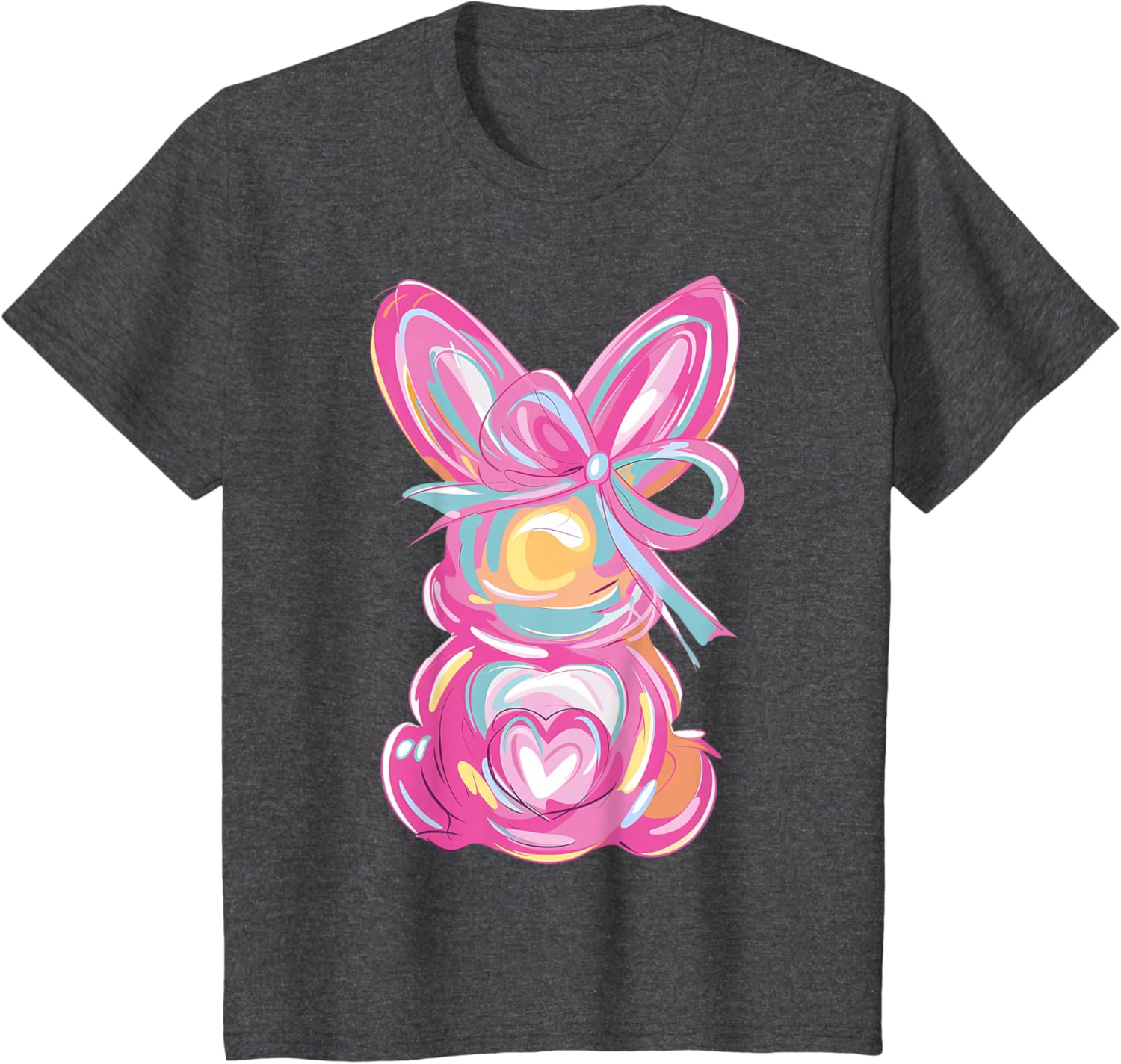 Colorful Bunny Easter Coquette Bow Pink Rabbit Easter Day T-Shirt