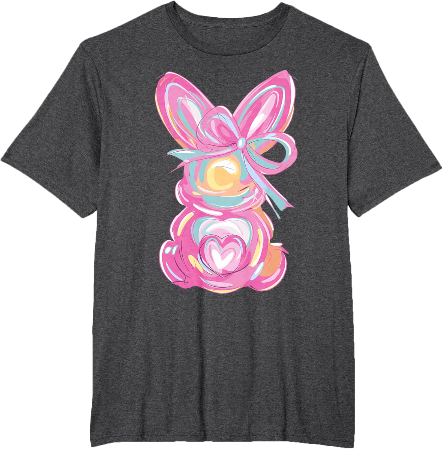 Colorful Bunny Easter Coquette Bow Pink Rabbit Easter Day T-Shirt