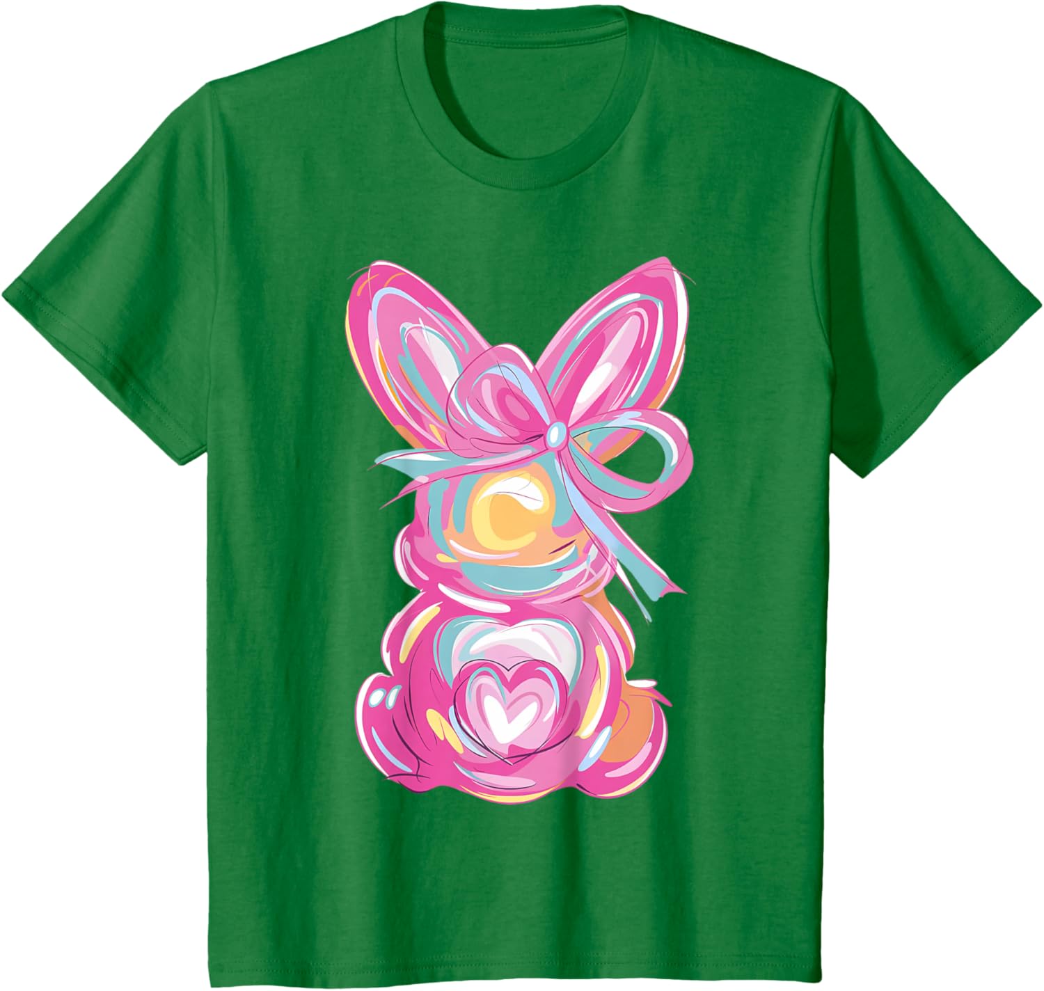 Colorful Bunny Easter Coquette Bow Pink Rabbit Easter Day T-Shirt