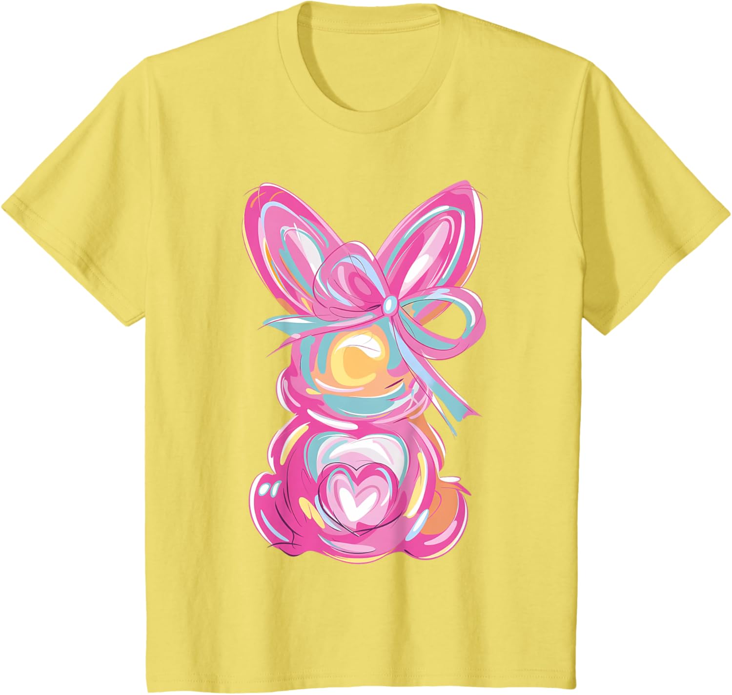 Colorful Bunny Easter Coquette Bow Pink Rabbit Easter Day T-Shirt