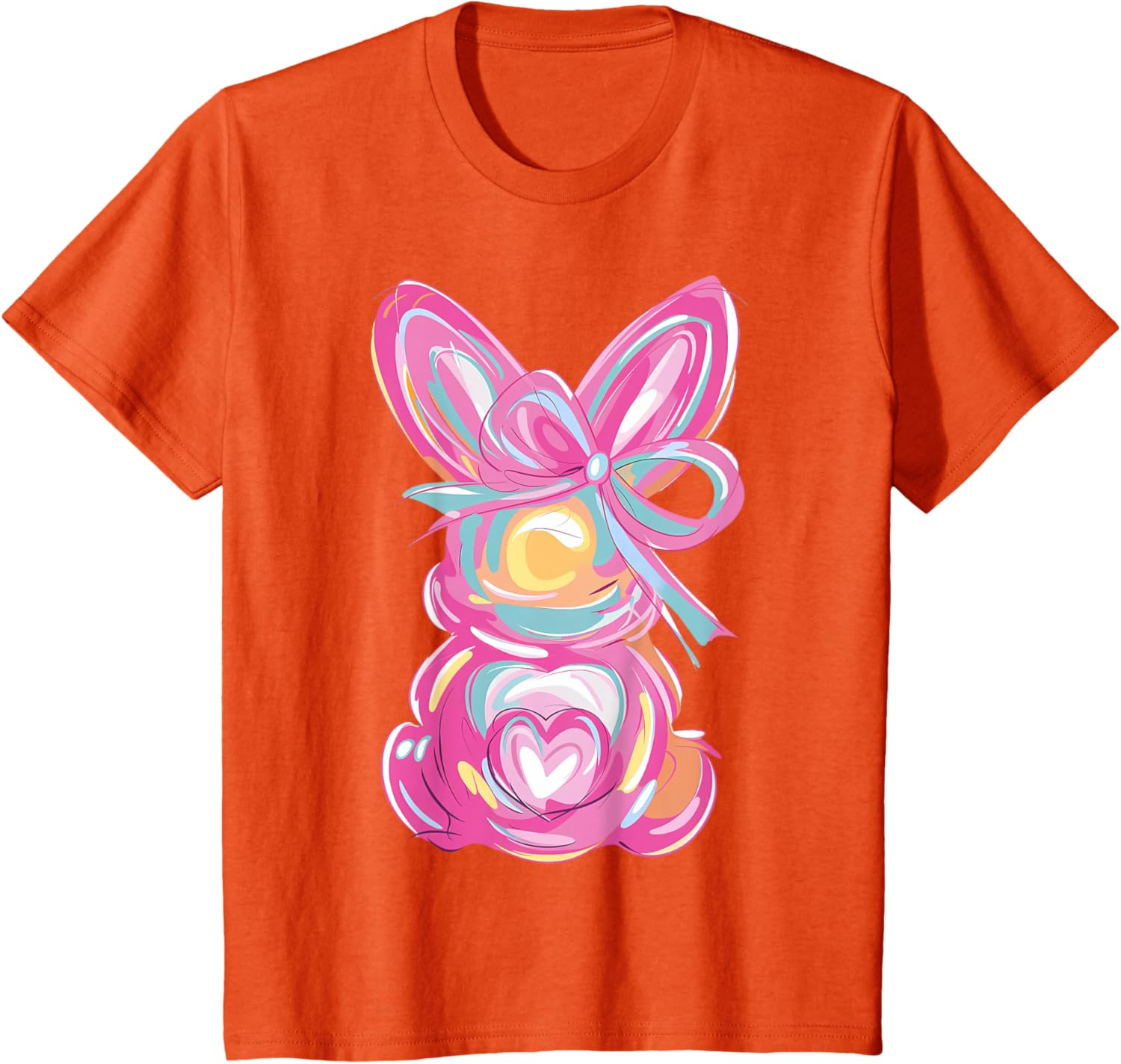 Colorful Bunny Easter Coquette Bow Pink Rabbit Easter Day T-Shirt