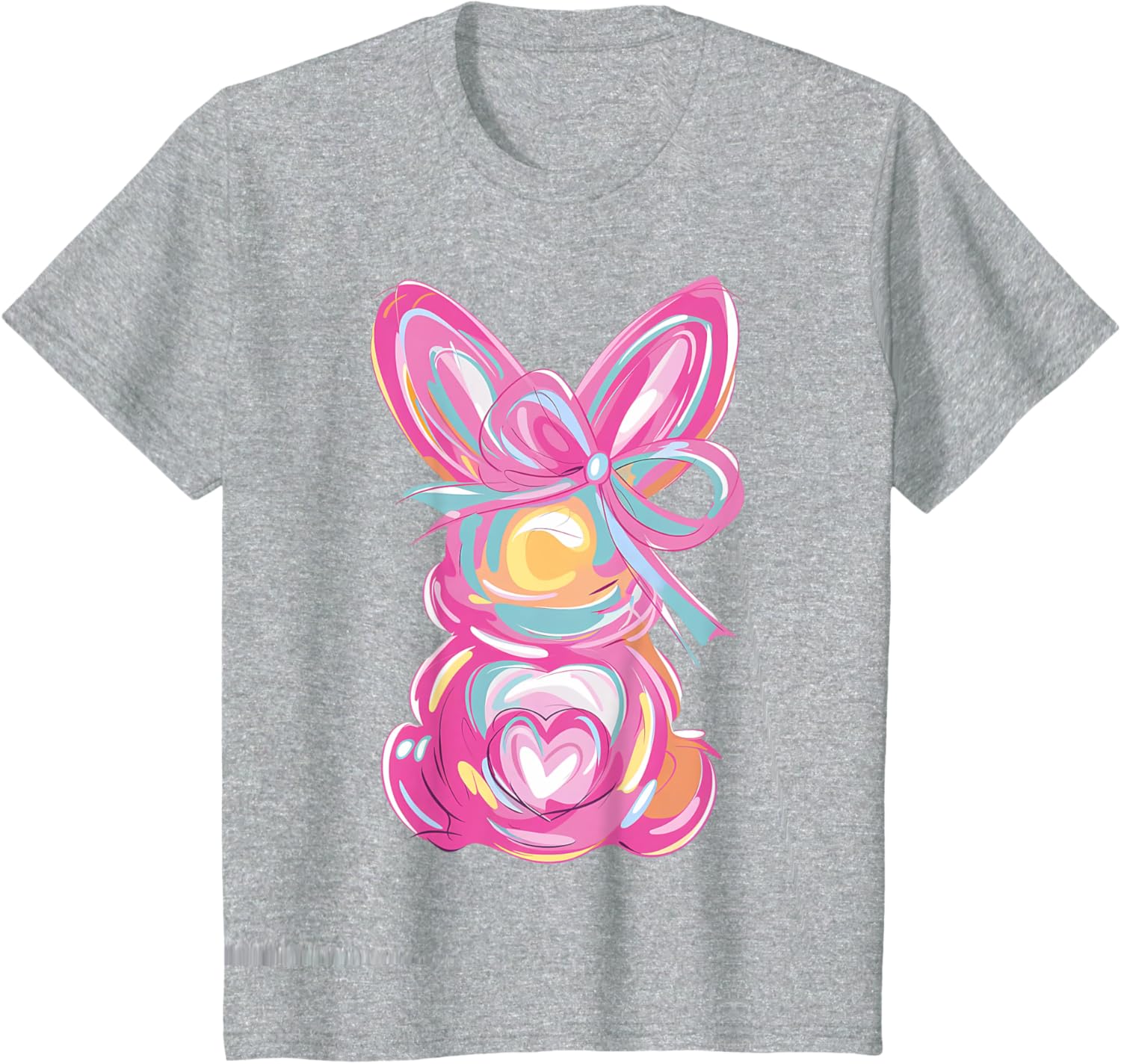 Colorful Bunny Easter Coquette Bow Pink Rabbit Easter Day T-Shirt