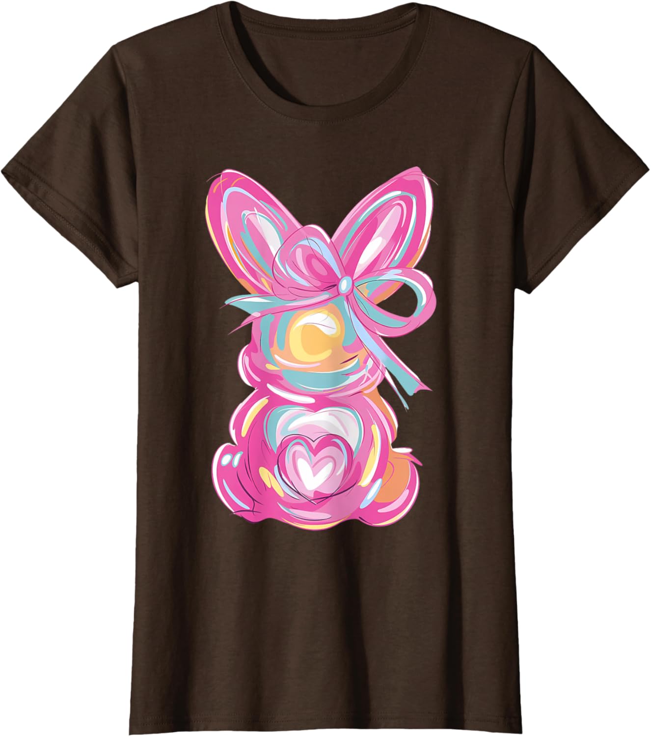 Colorful Bunny Easter Coquette Bow Pink Rabbit Easter Day T-Shirt