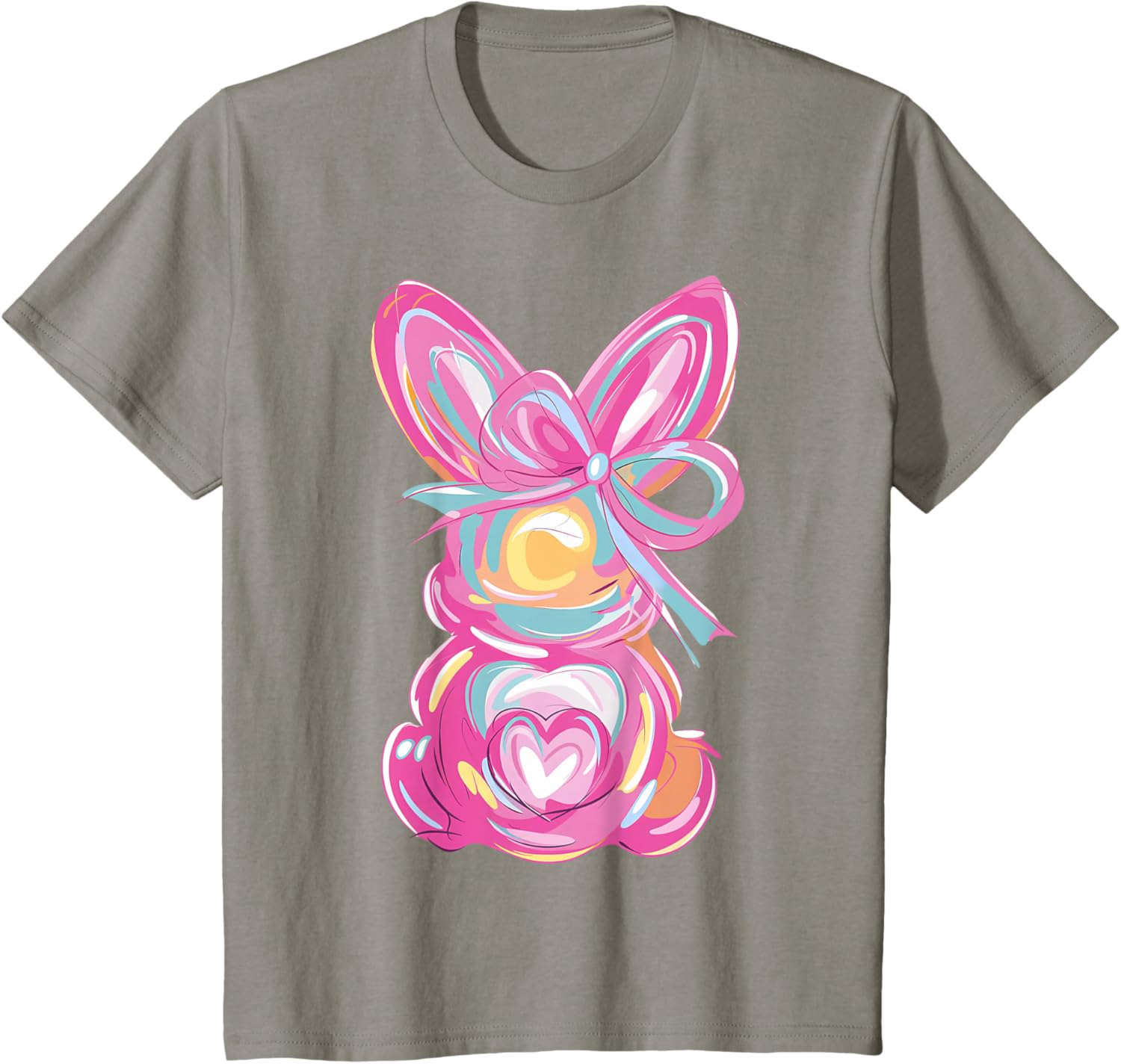 Colorful Bunny Easter Coquette Bow Pink Rabbit Easter Day T-Shirt