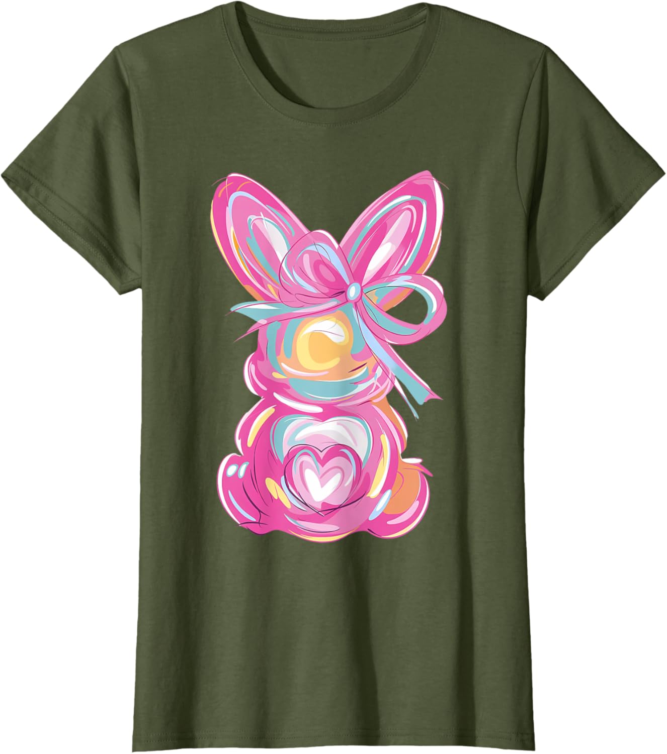 Colorful Bunny Easter Coquette Bow Pink Rabbit Easter Day T-Shirt