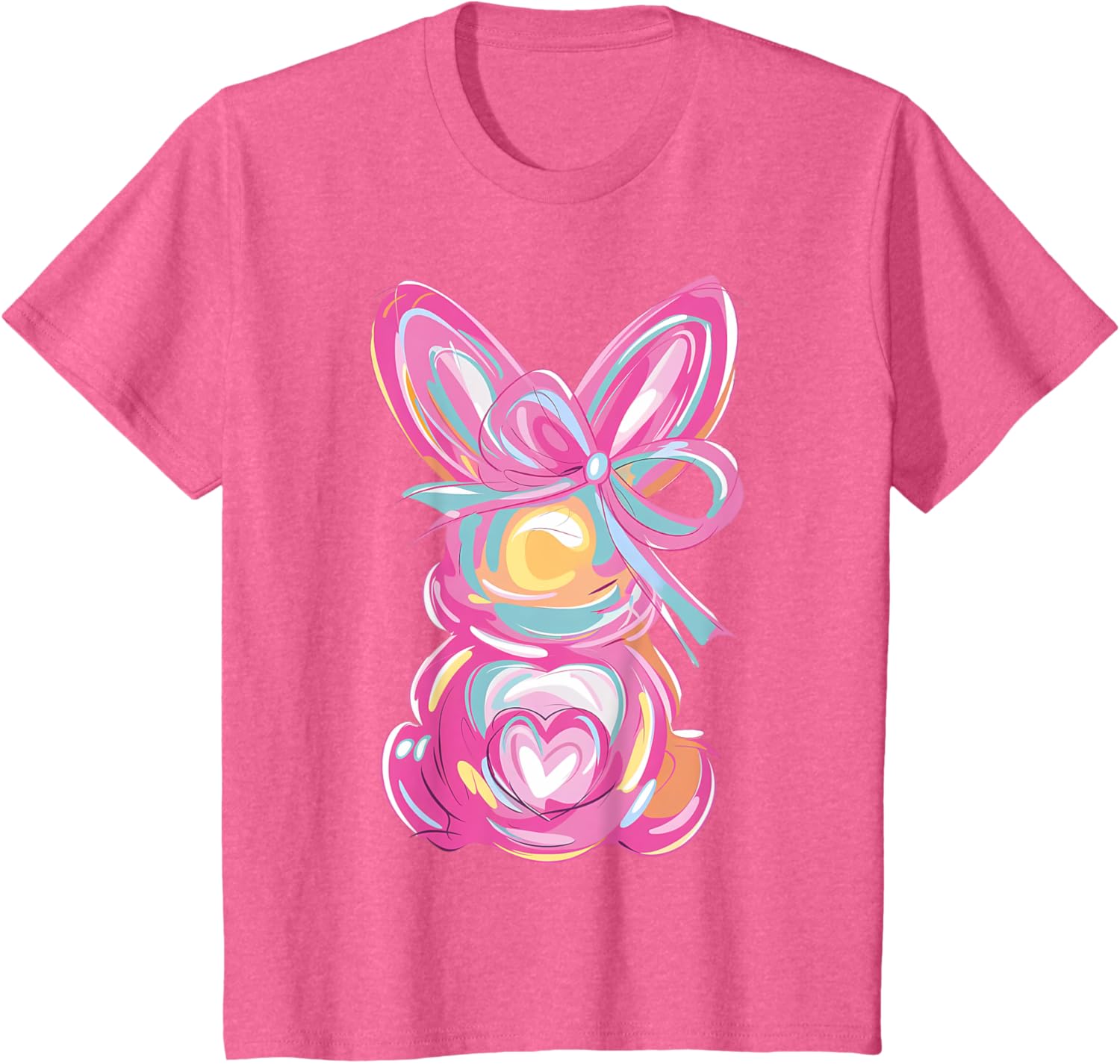 Colorful Bunny Easter Coquette Bow Pink Rabbit Easter Day T-Shirt