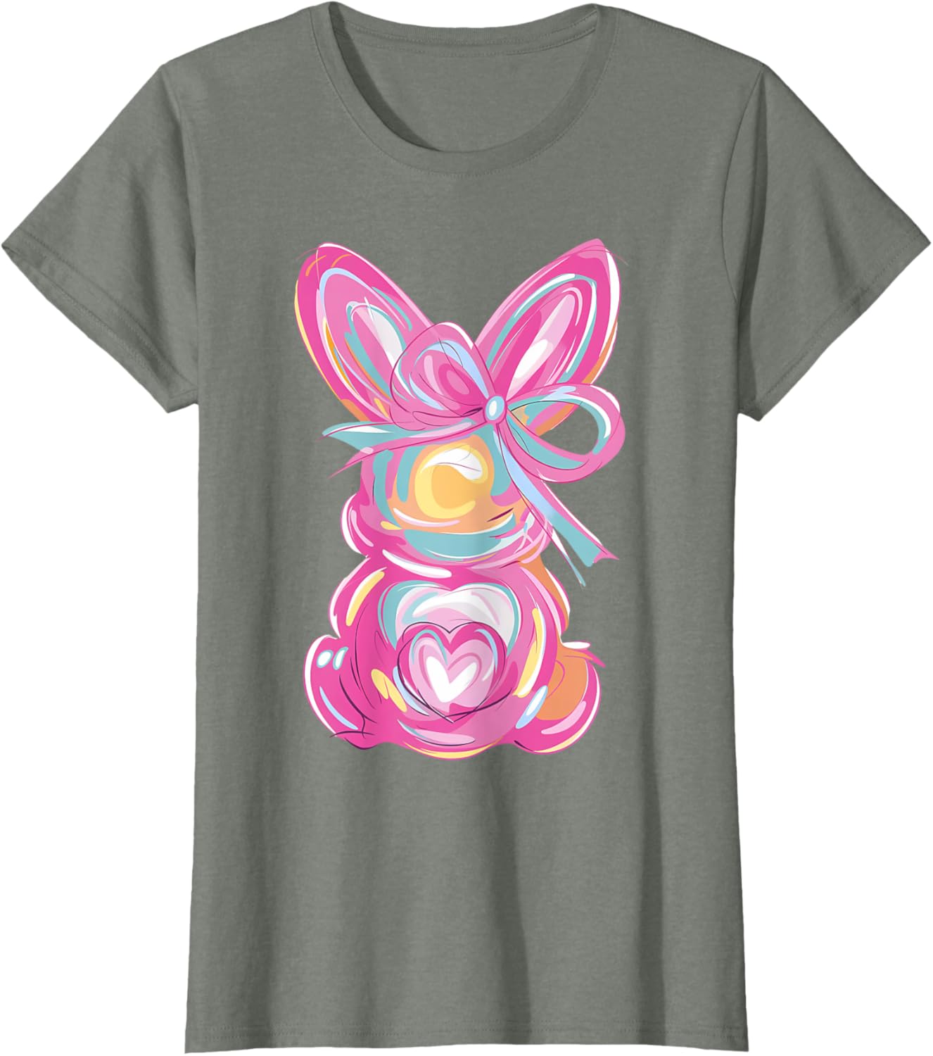 Colorful Bunny Easter Coquette Bow Pink Rabbit Easter Day T-Shirt