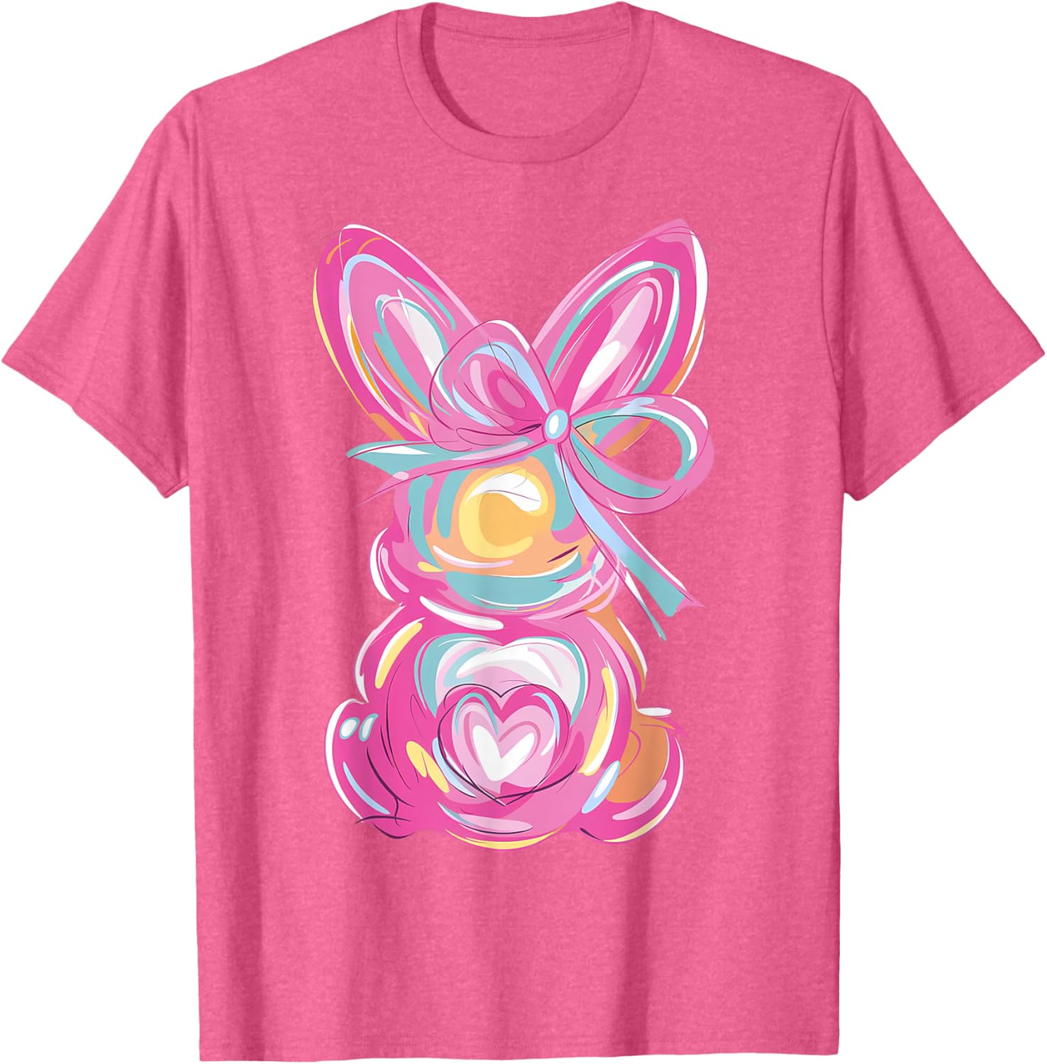 Colorful Bunny Easter Coquette Bow Pink Rabbit Easter Day T-Shirt