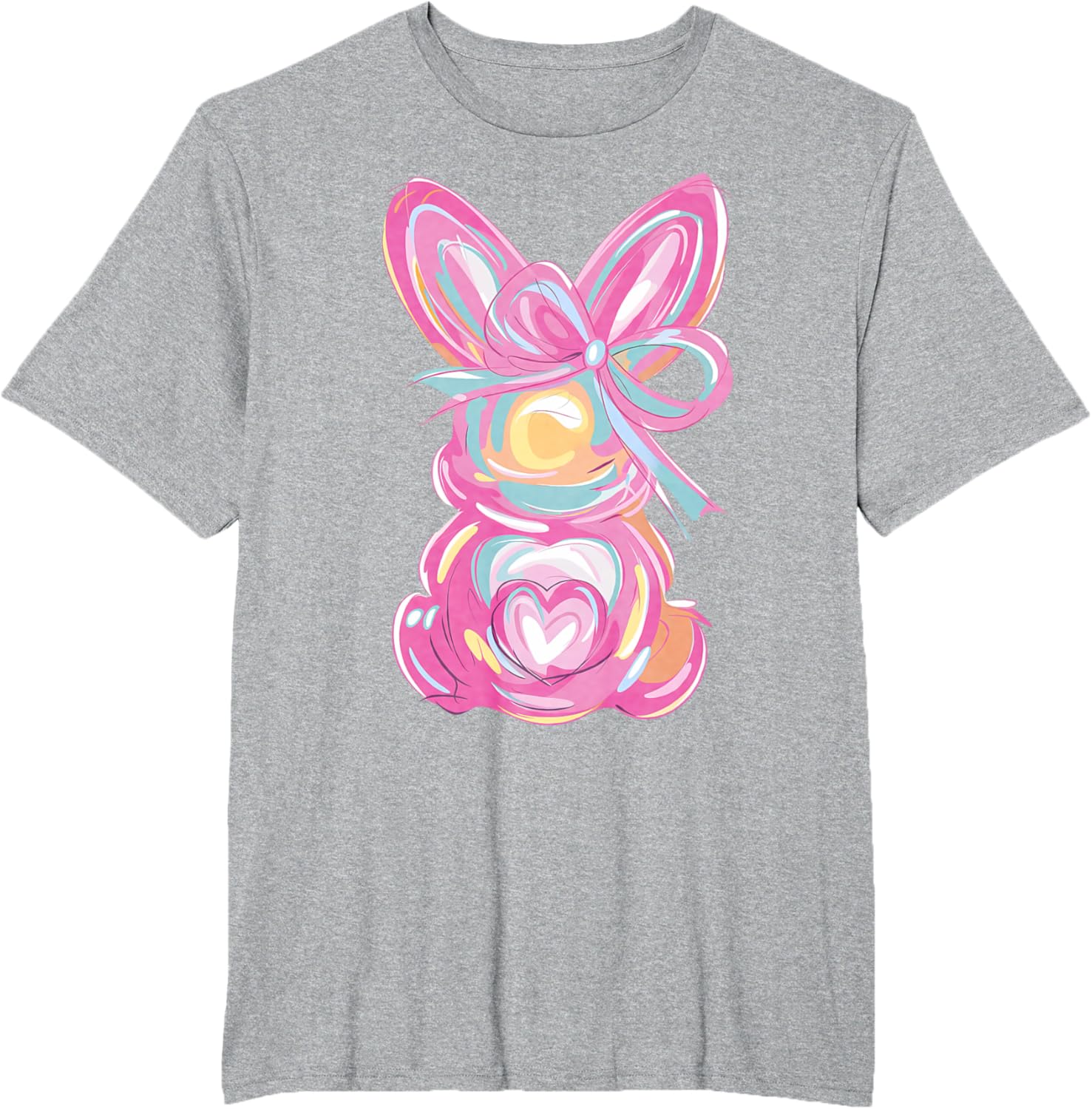 Colorful Bunny Easter Coquette Bow Pink Rabbit Easter Day T-Shirt